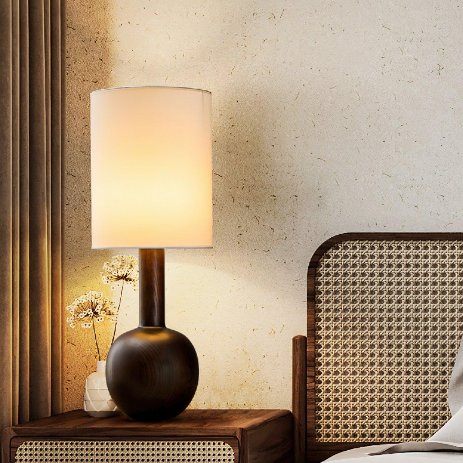 Ravmis Wooden Rustic Table Lamp-Neutral Decor