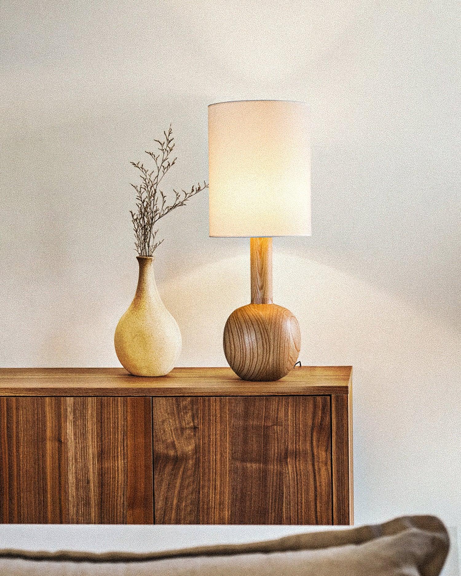 Ravmis Wooden Rustic Table Lamp-Neutral Decor