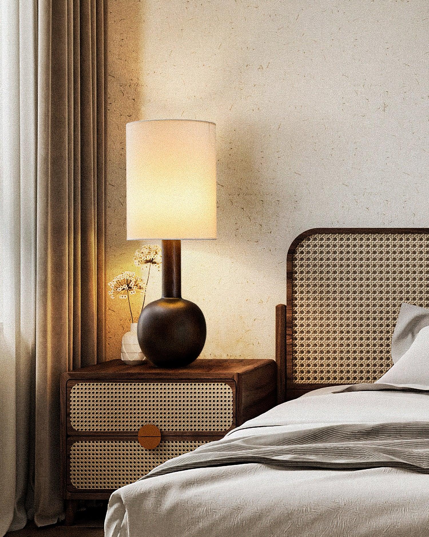 Ravmis Wooden Rustic Table Lamp-Neutral Decor