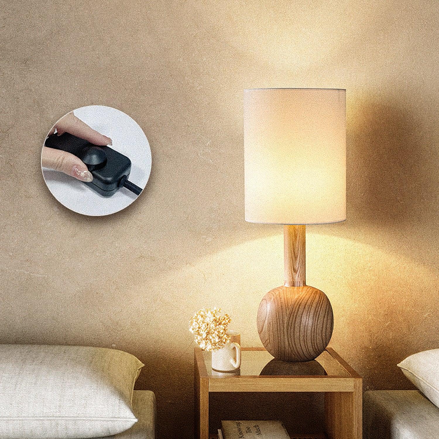 Ravmis Wooden Rustic Table Lamp-Neutral Decor