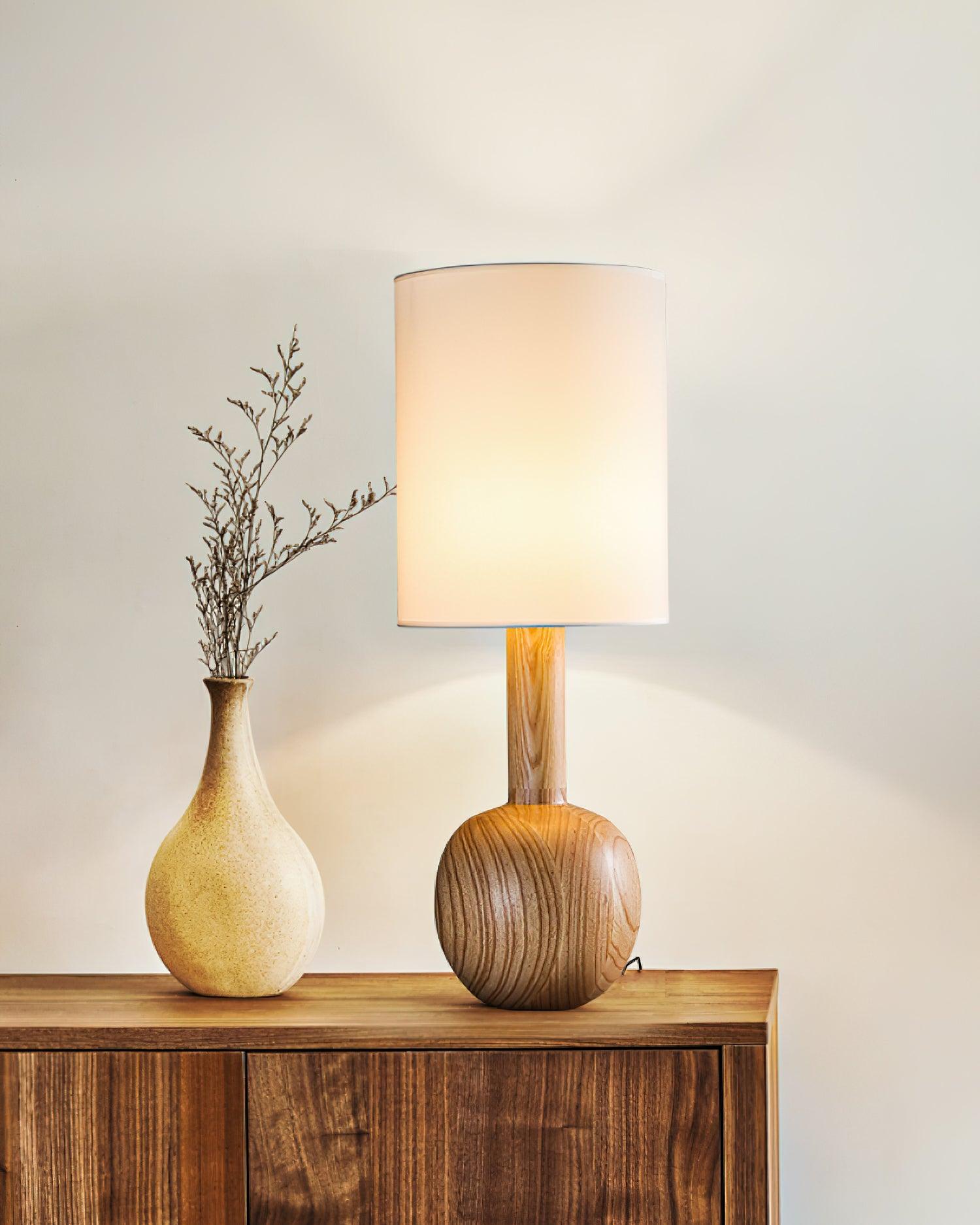 Ravmis Wooden Rustic Table Lamp-Neutral Decor