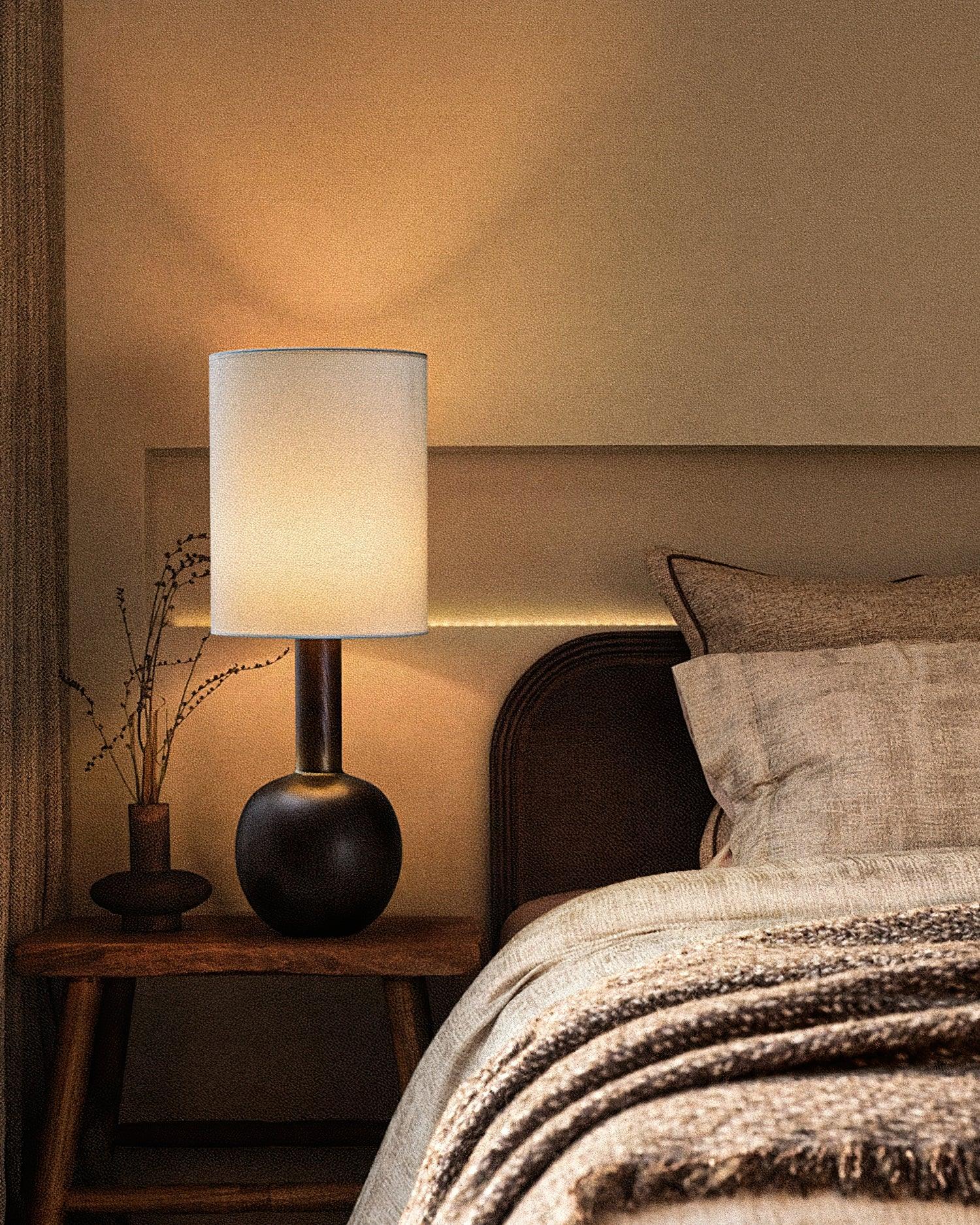 Ravmis Wooden Rustic Table Lamp-Neutral Decor