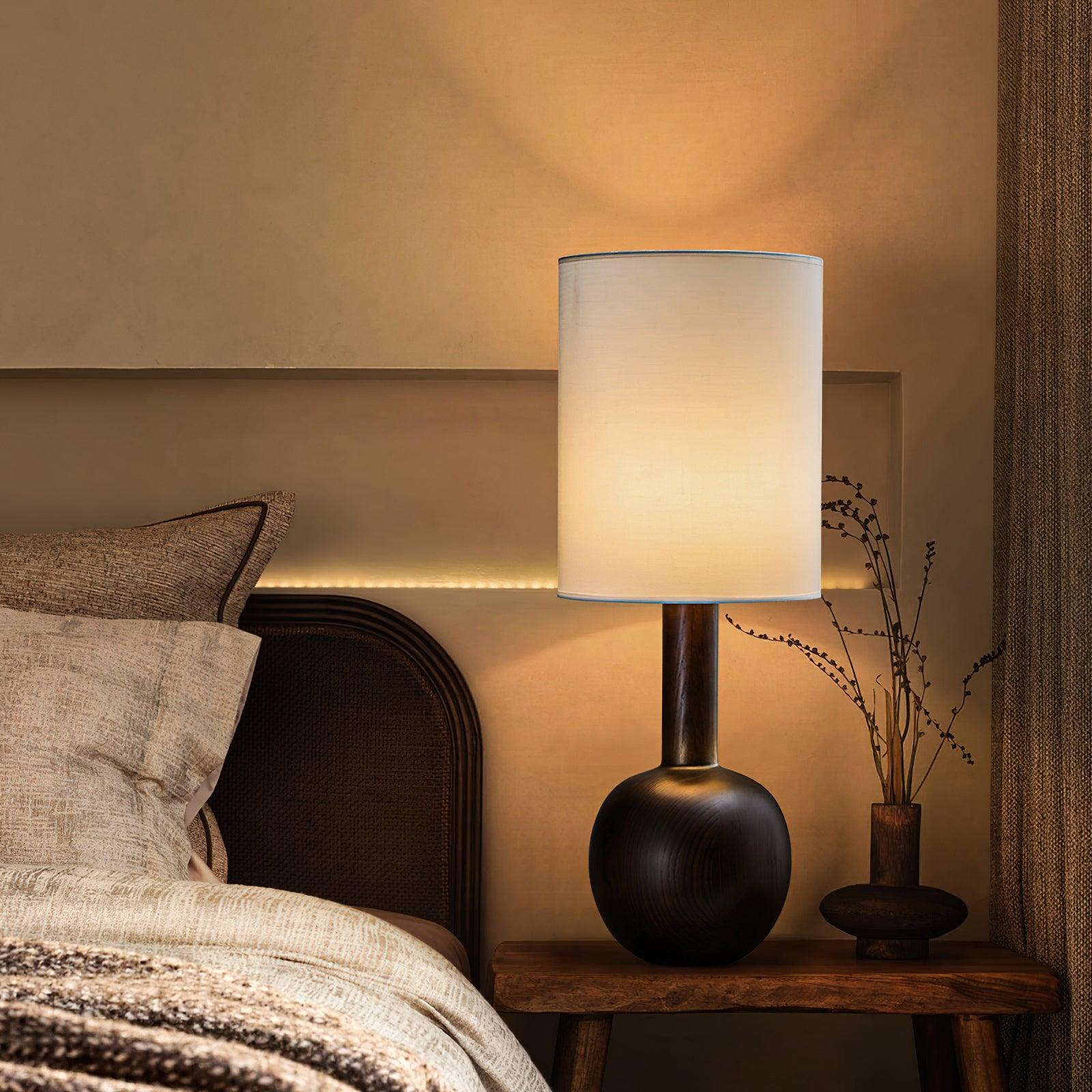 Ravmis Wooden Rustic Table Lamp-Neutral Decor