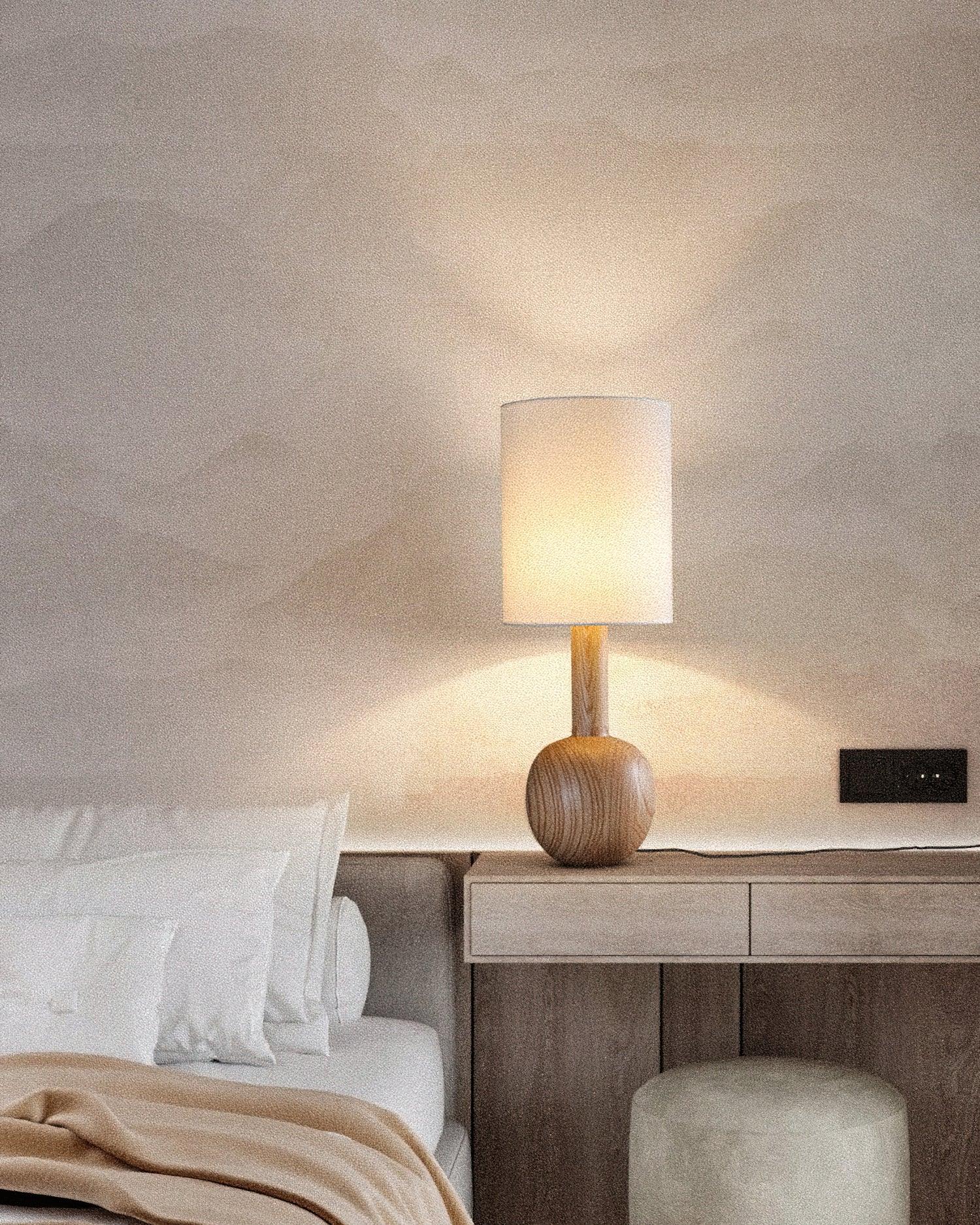 Ravmis Wooden Rustic Table Lamp-Neutral Decor