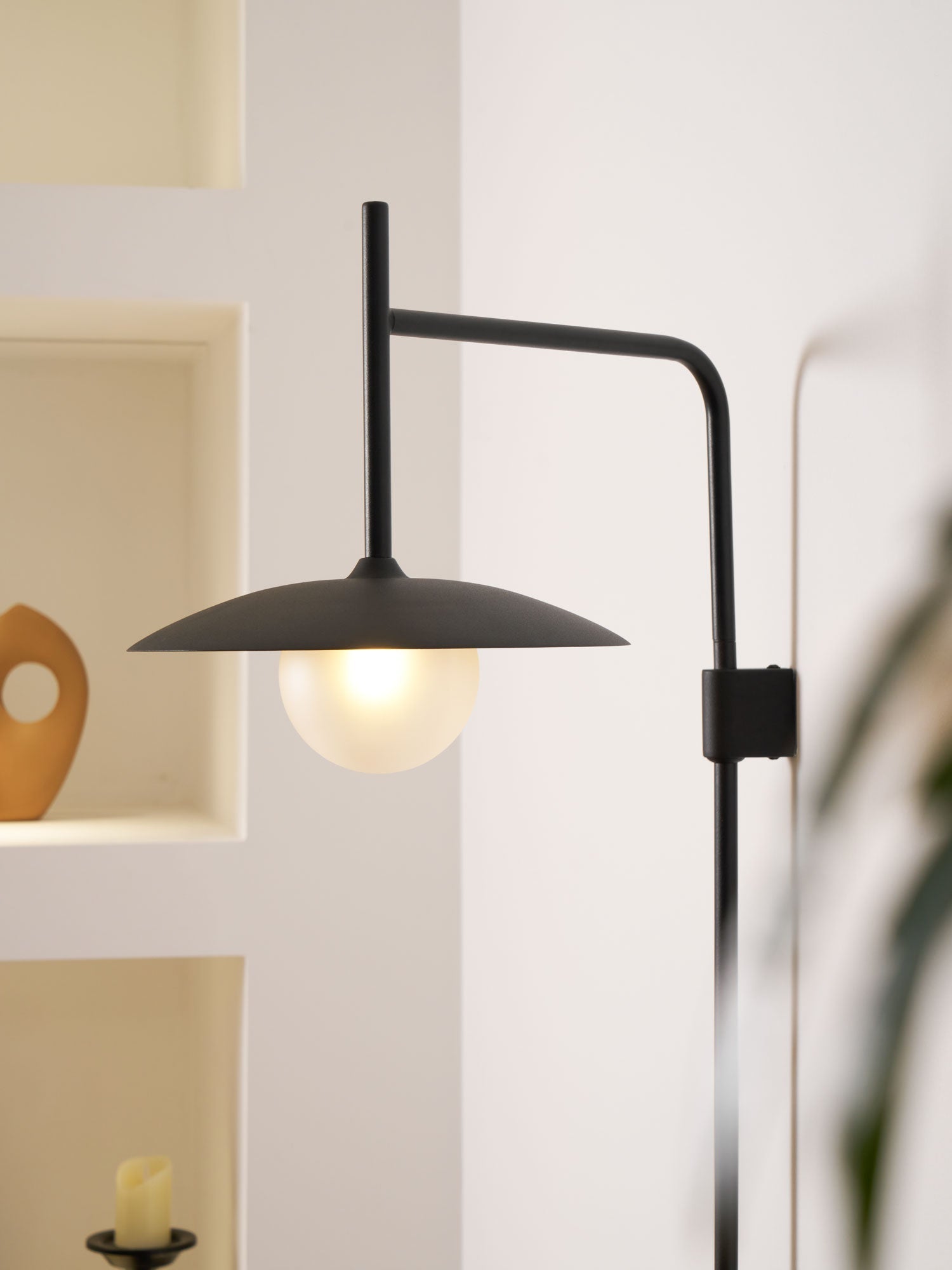Paxon Swing Arm Plug-in Glass Wall Lamp-Neutral Decor