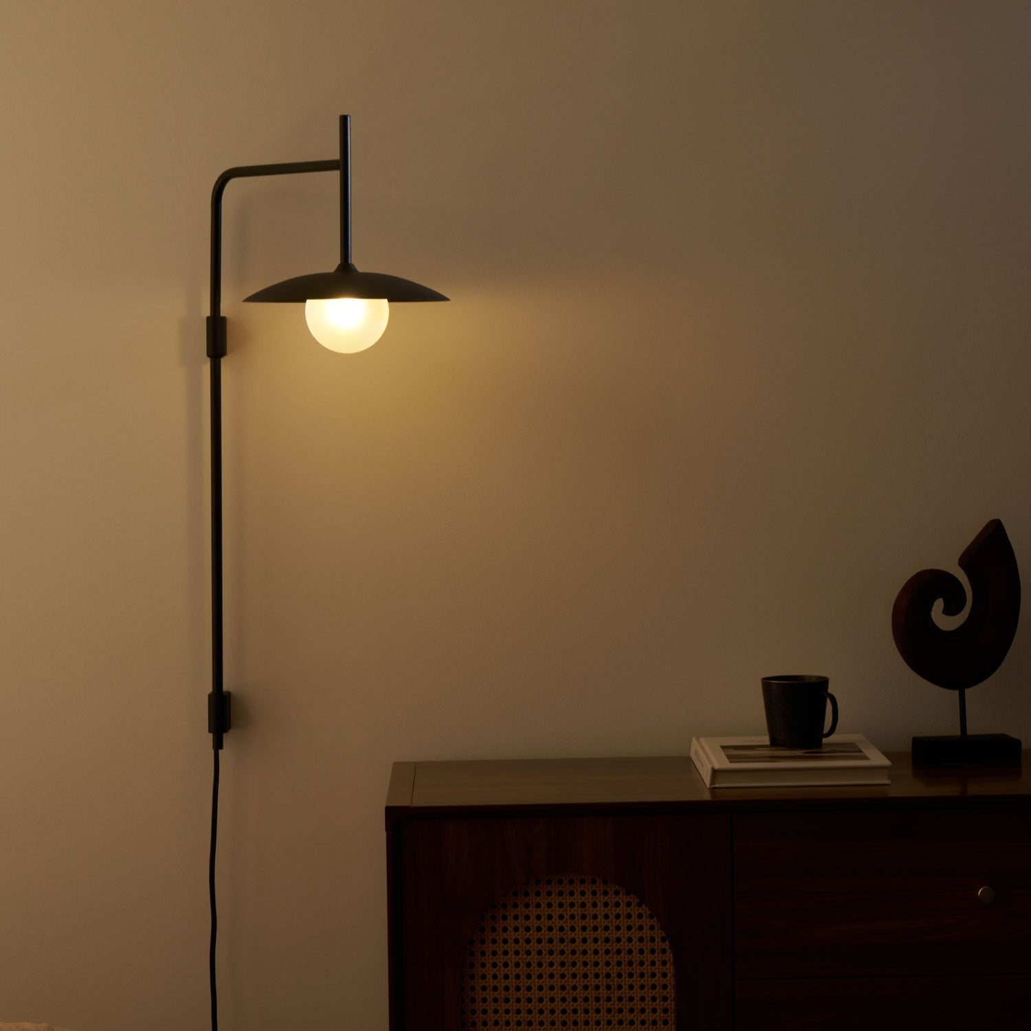Paxon Swing Arm Plug-in Glass Wall Lamp-Neutral Decor