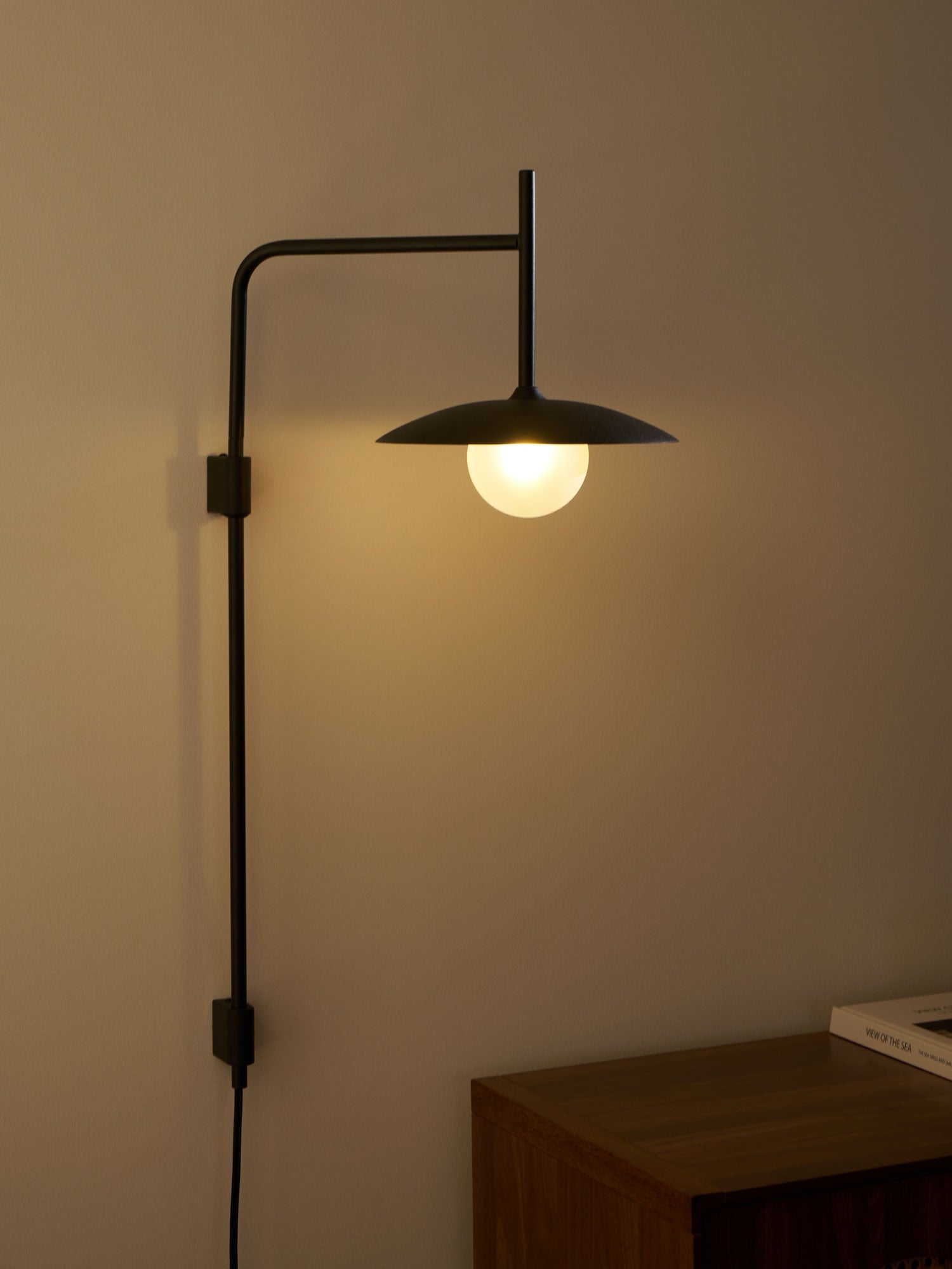 Paxon Swing Arm Plug-in Glass Wall Lamp-Neutral Decor