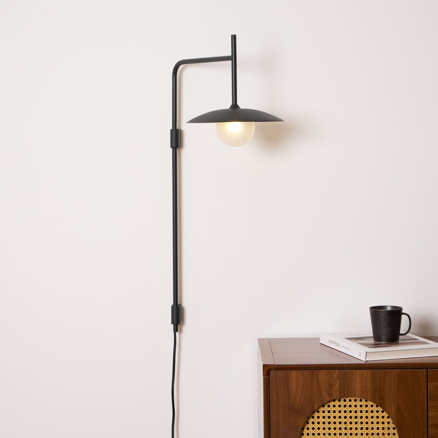Paxon Swing Arm Plug-in Glass Wall Lamp-Neutral Decor