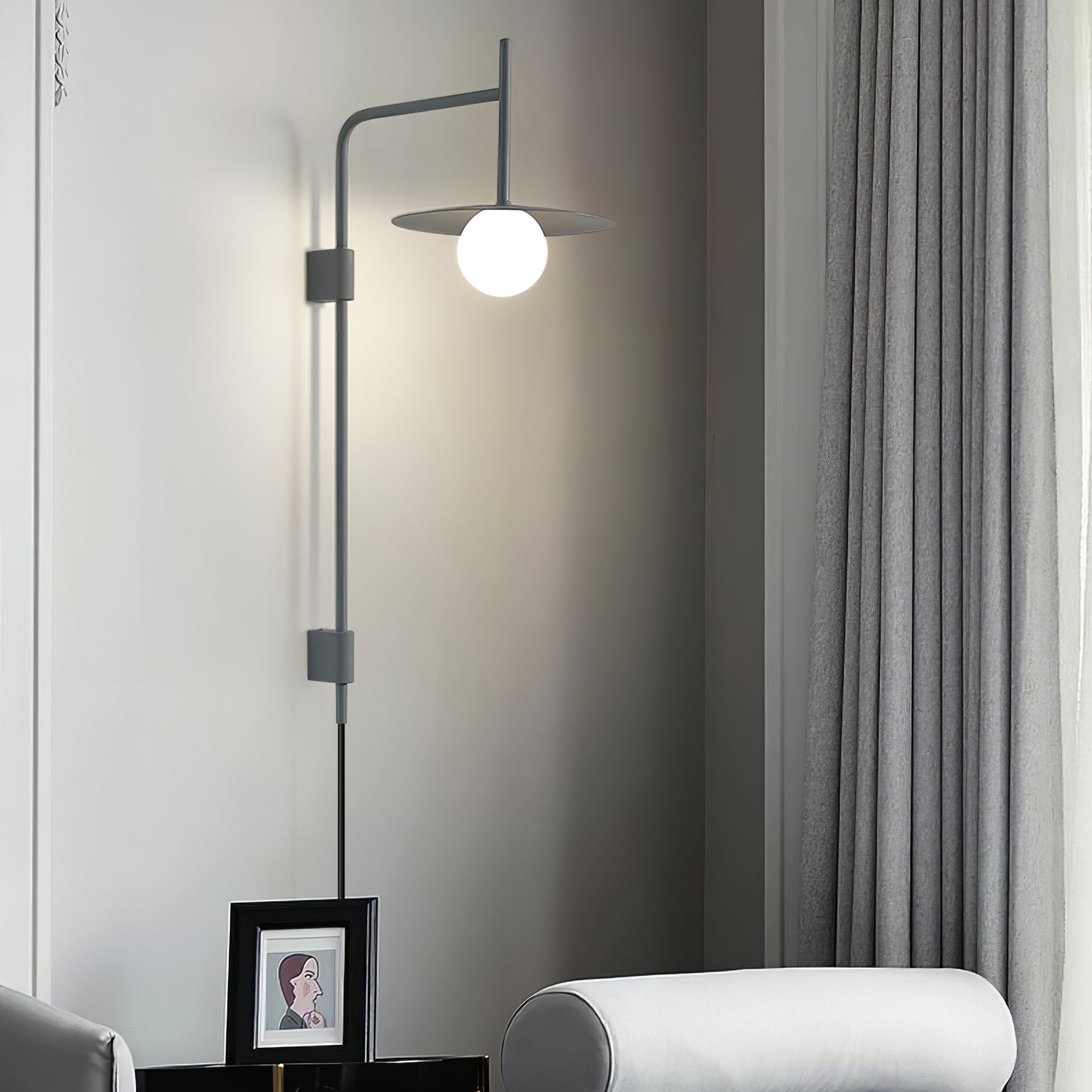 Paxon Swing Arm Plug-in Glass Wall Lamp-Neutral Decor