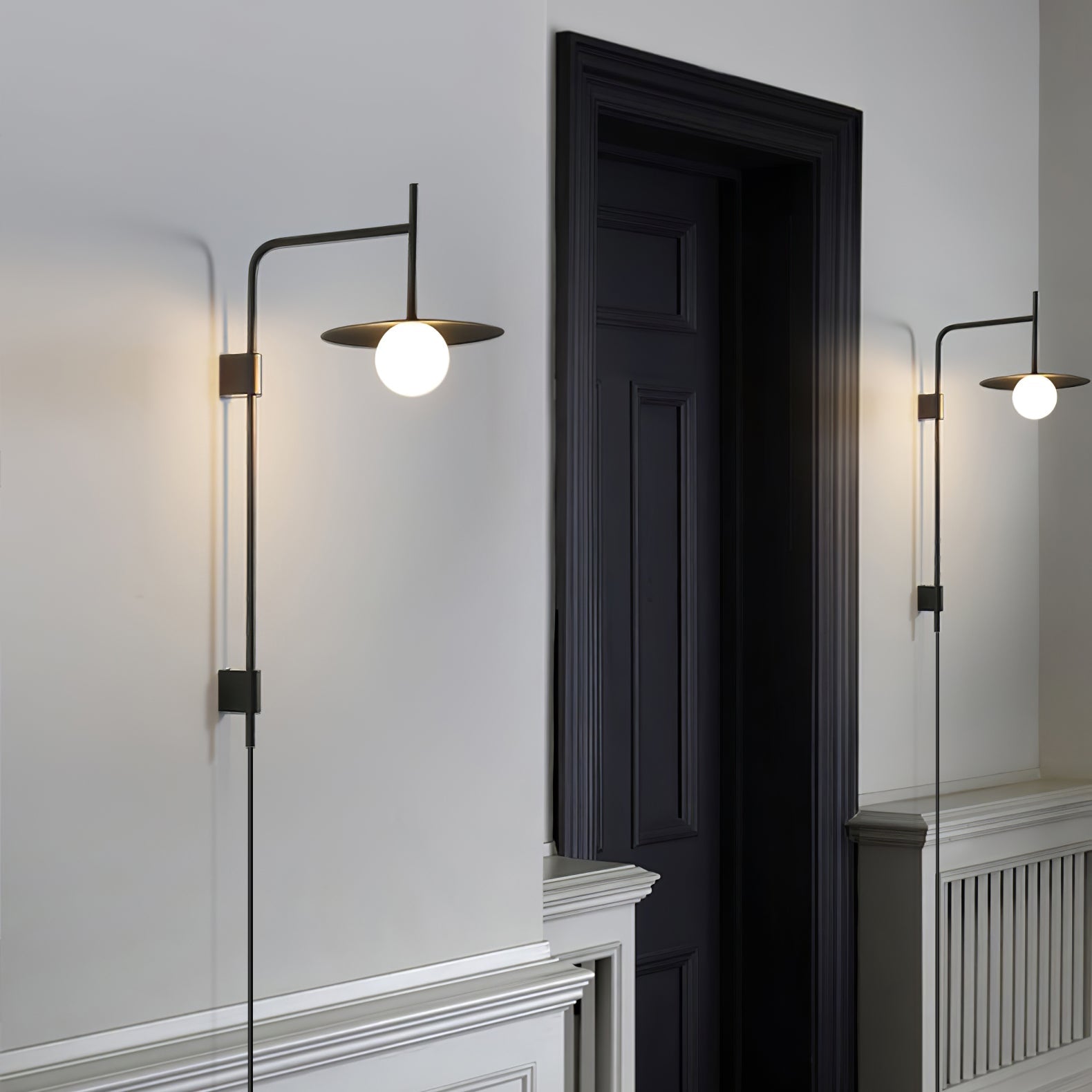 Paxon Swing Arm Plug-in Glass Wall Lamp-Neutral Decor