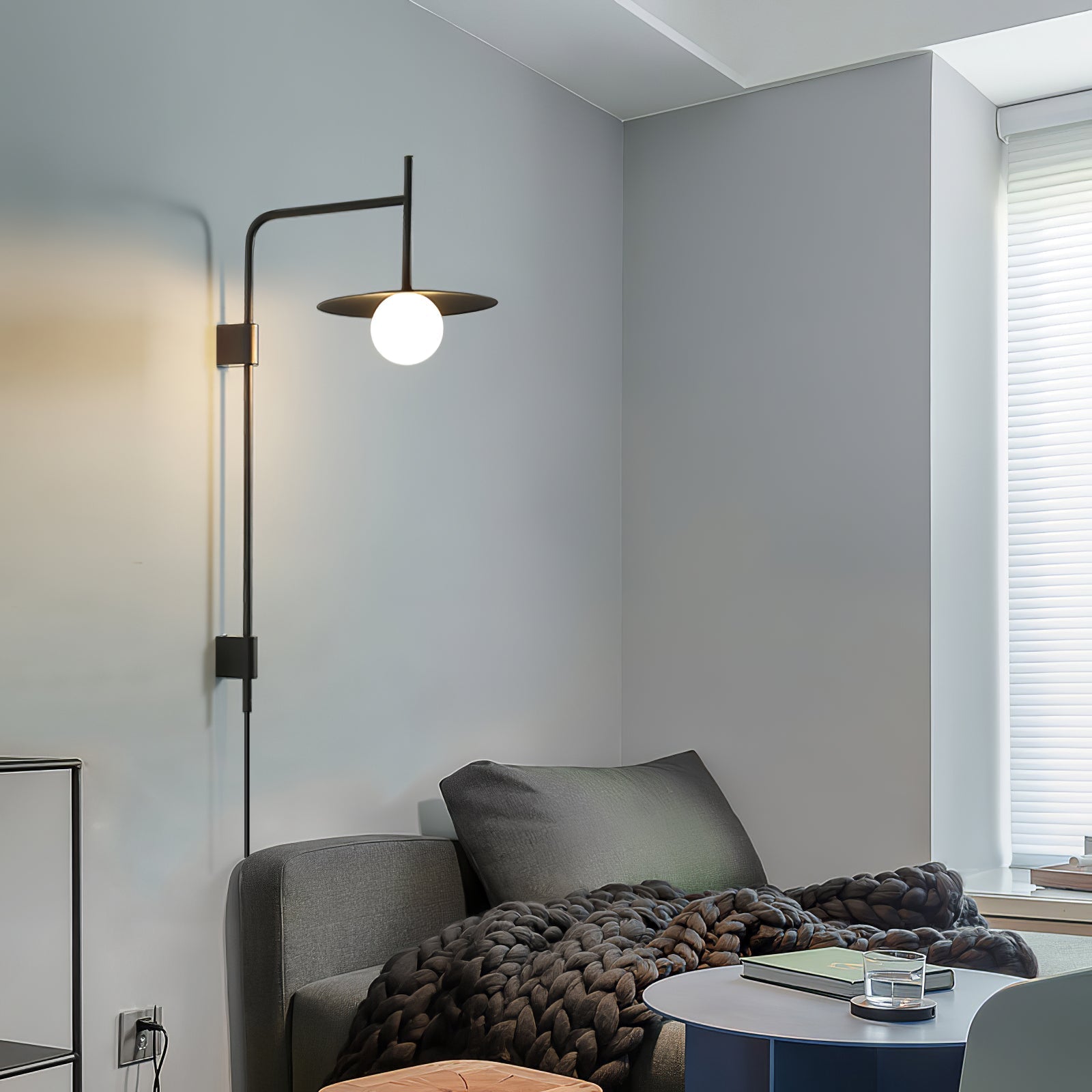 Paxon Swing Arm Plug-in Glass Wall Lamp-Neutral Decor