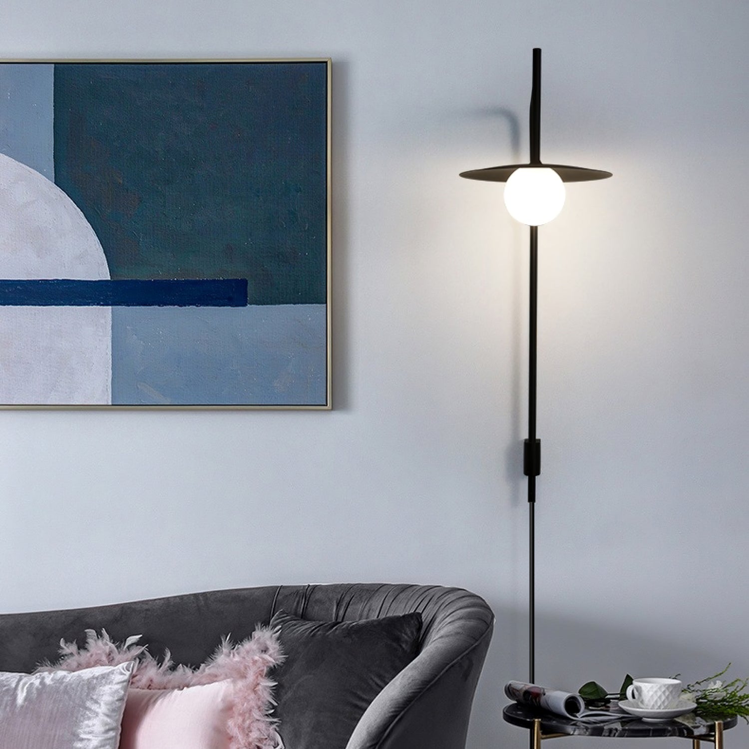Paxon Swing Arm Plug-in Glass Wall Lamp-Neutral Decor