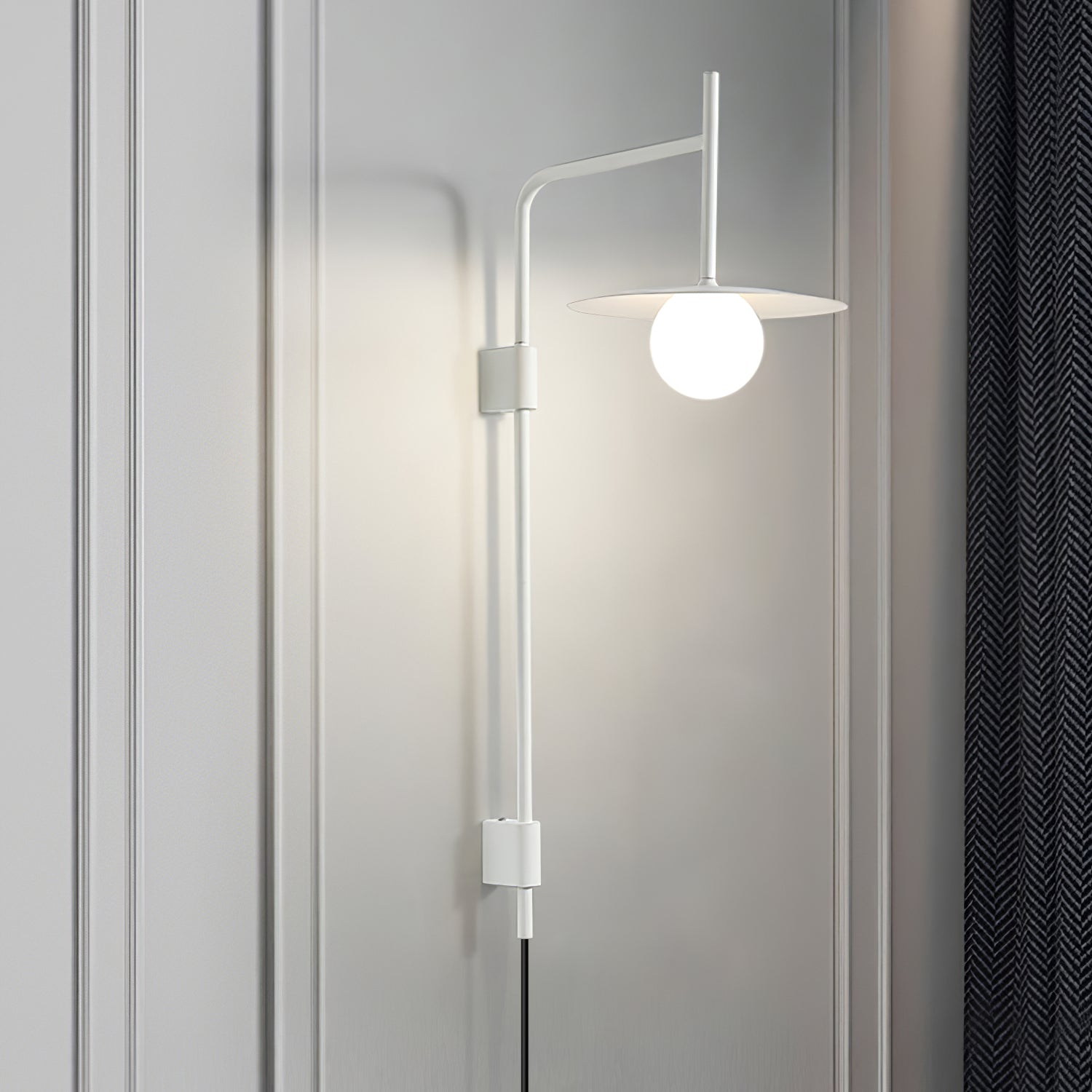 Paxon Swing Arm Plug-in Glass Wall Lamp-Neutral Decor