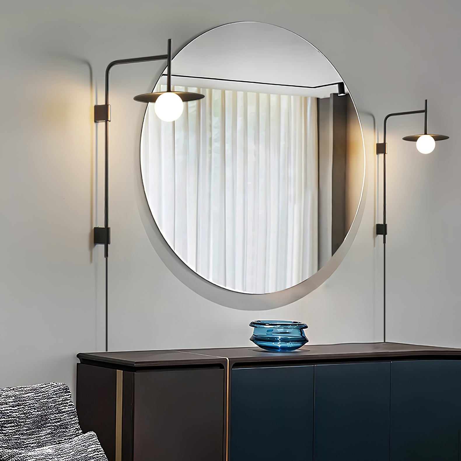Paxon Swing Arm Plug-in Glass Wall Lamp-Neutral Decor