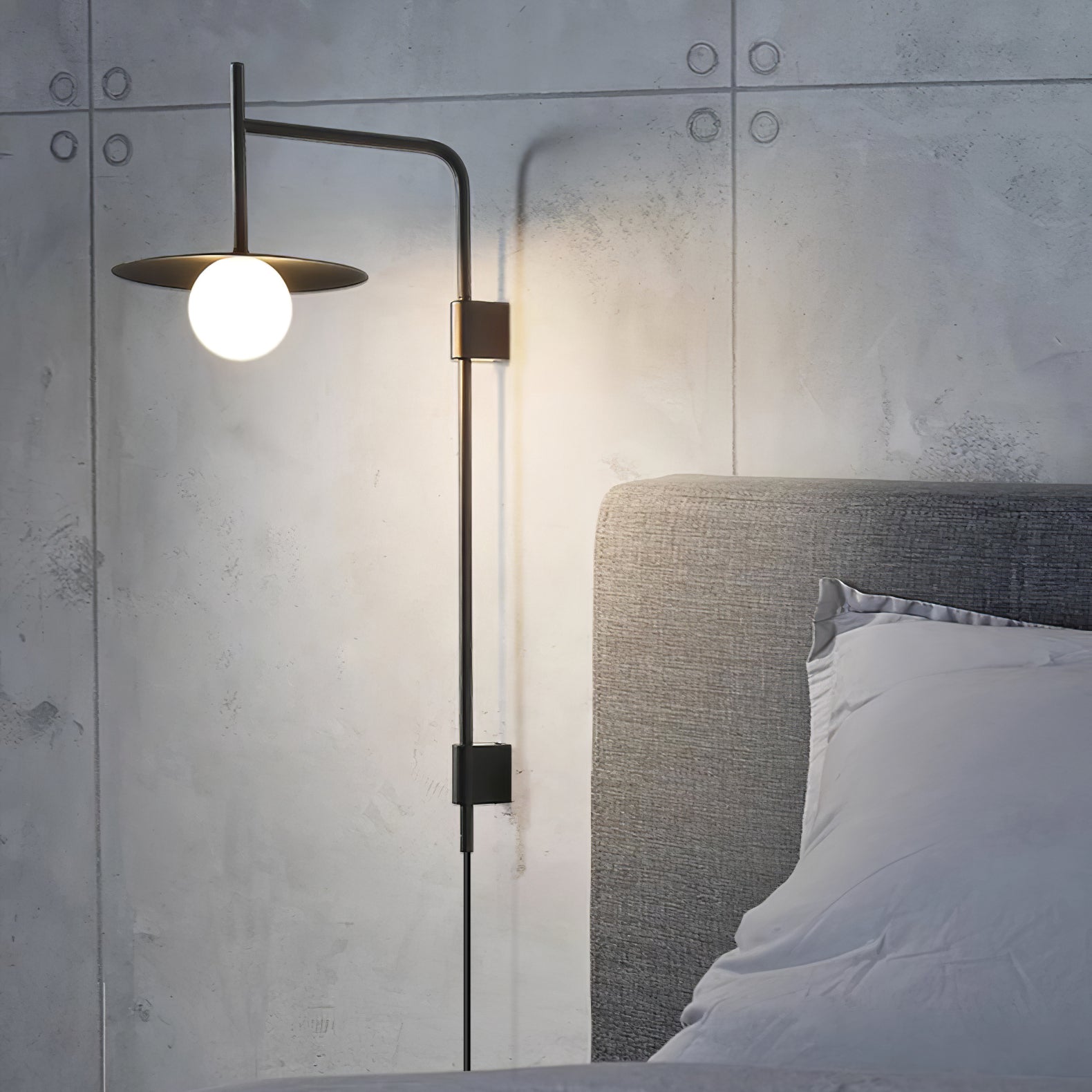 Paxon Swing Arm Plug-in Glass Wall Lamp-Neutral Decor