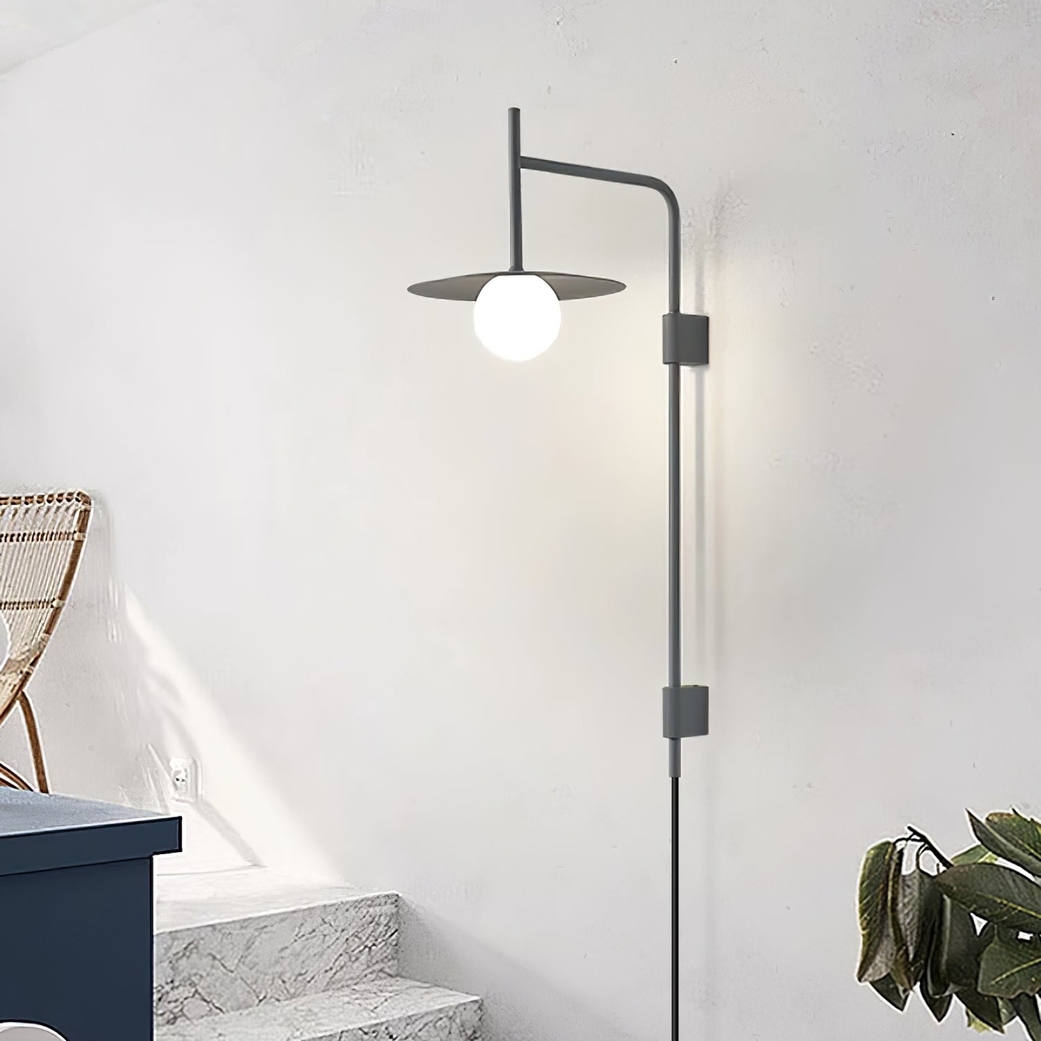 Paxon Swing Arm Plug-in Glass Wall Lamp-Neutral Decor