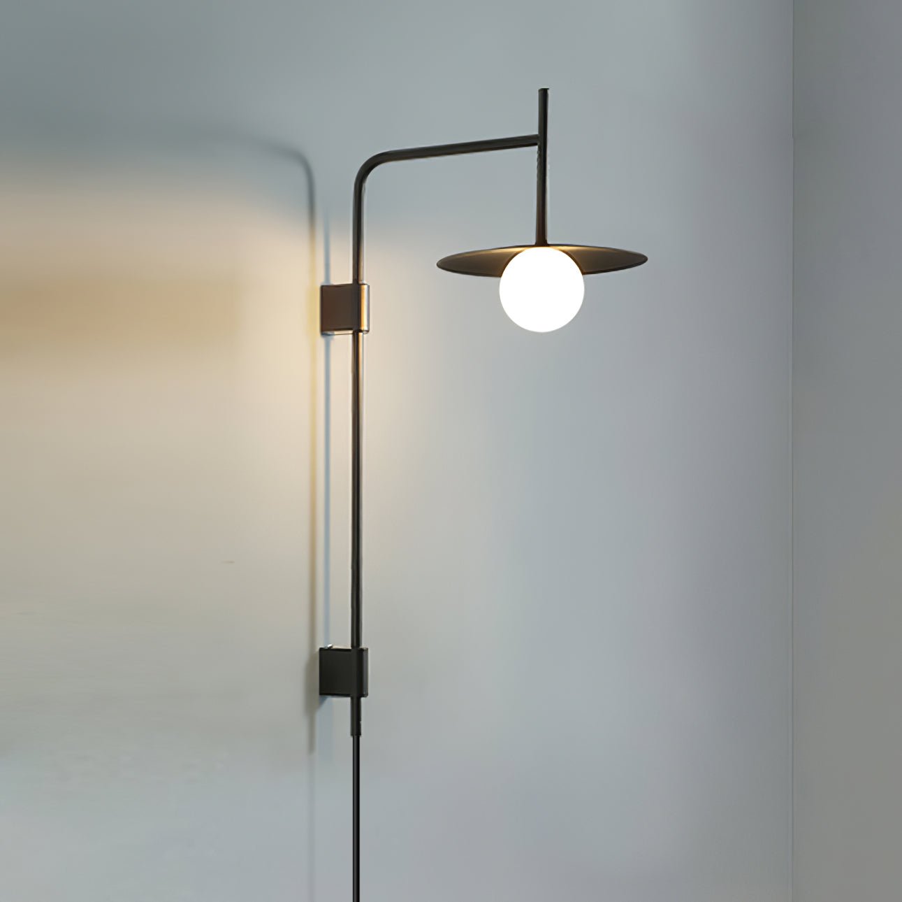 Paxon Swing Arm Plug-in Glass Wall Lamp-Neutral Decor
