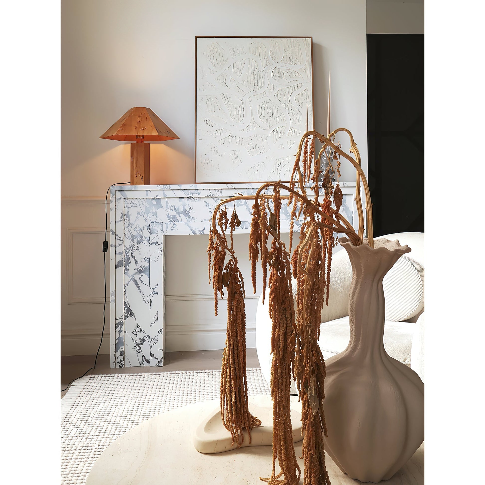 Gena Table Lamp in a minimalist interior design.