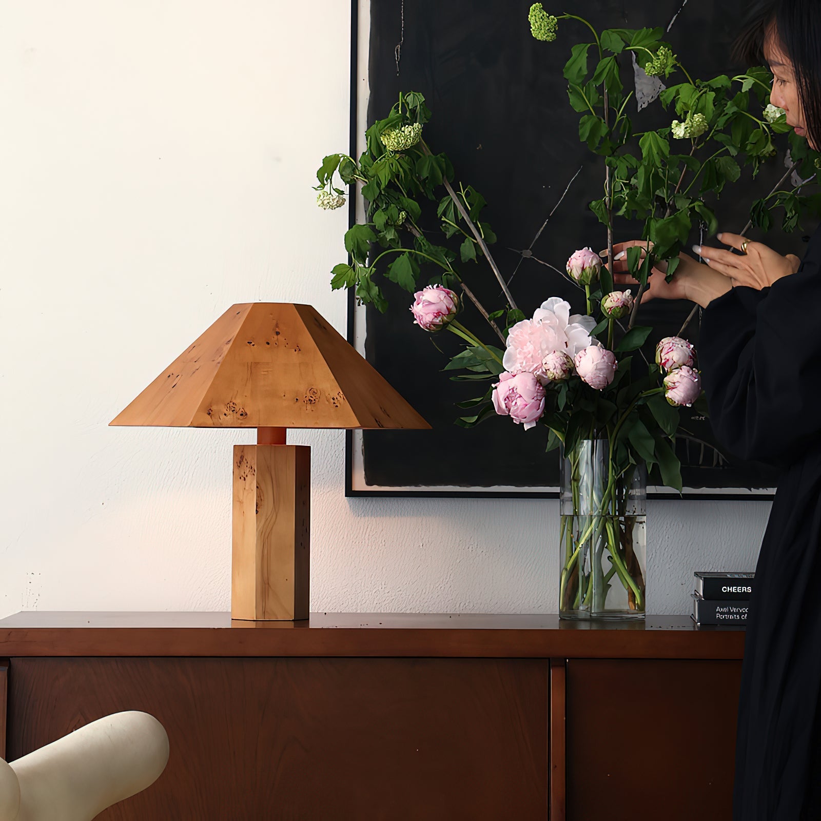 Angled view of the Gena Table Lamp, highlighting its form.