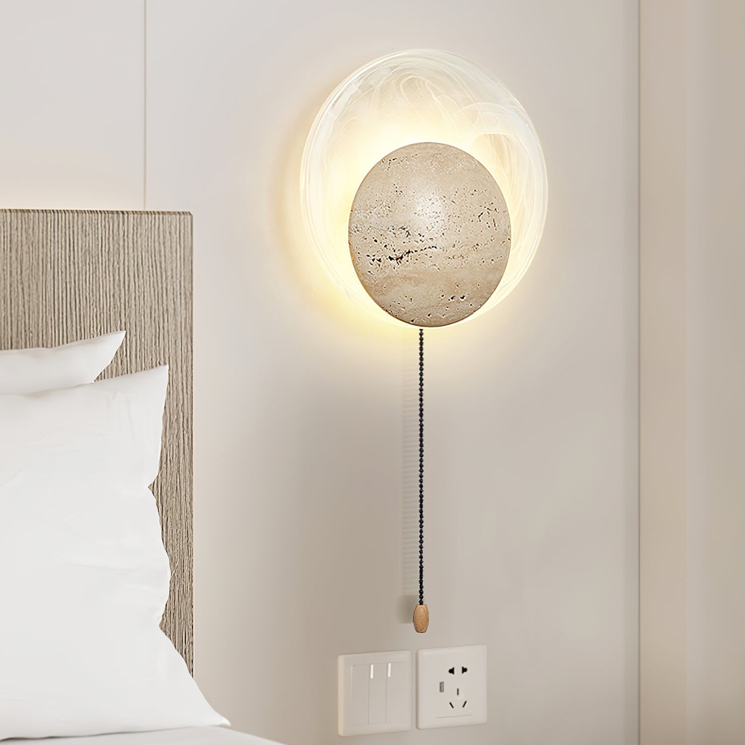 Genesis Travertine Wall Lamp-Neutral Decor