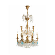 Genovese Crystal Chandelier with brass frame and clear crystals.