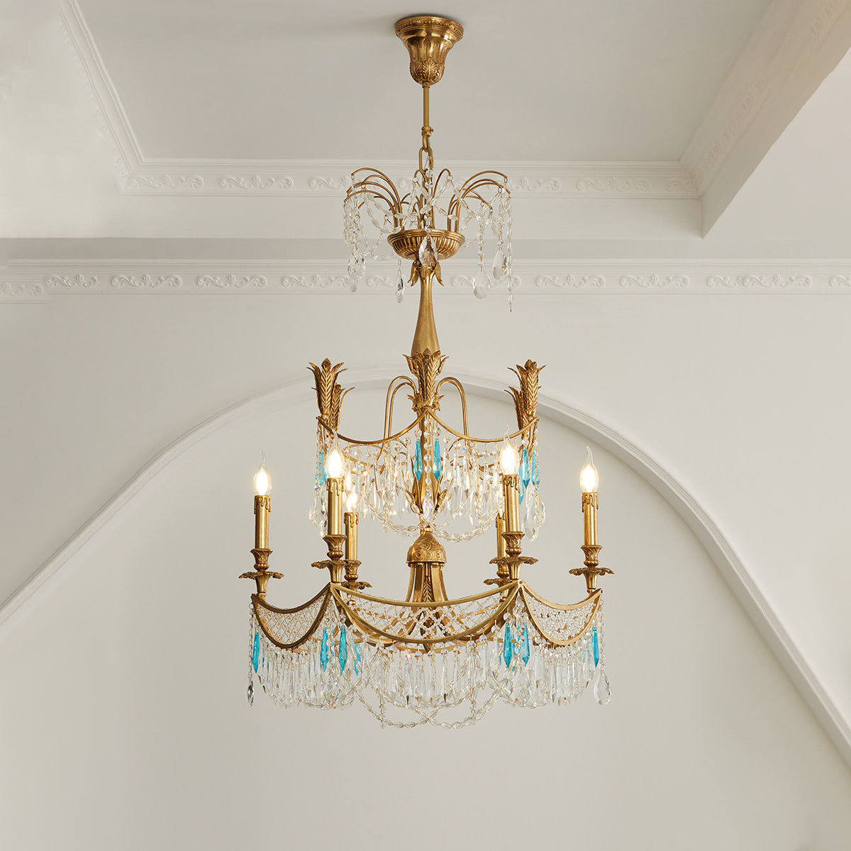 Lifestyle image of the chandelier adding elegance to a room.