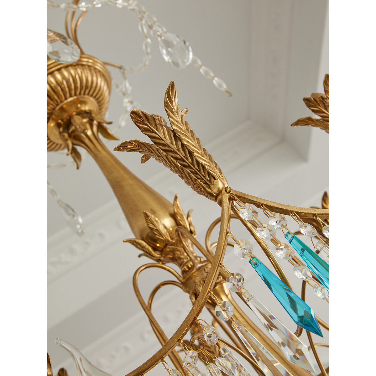 Full view of the Genovese Crystal Chandelier with its complete dimensions.