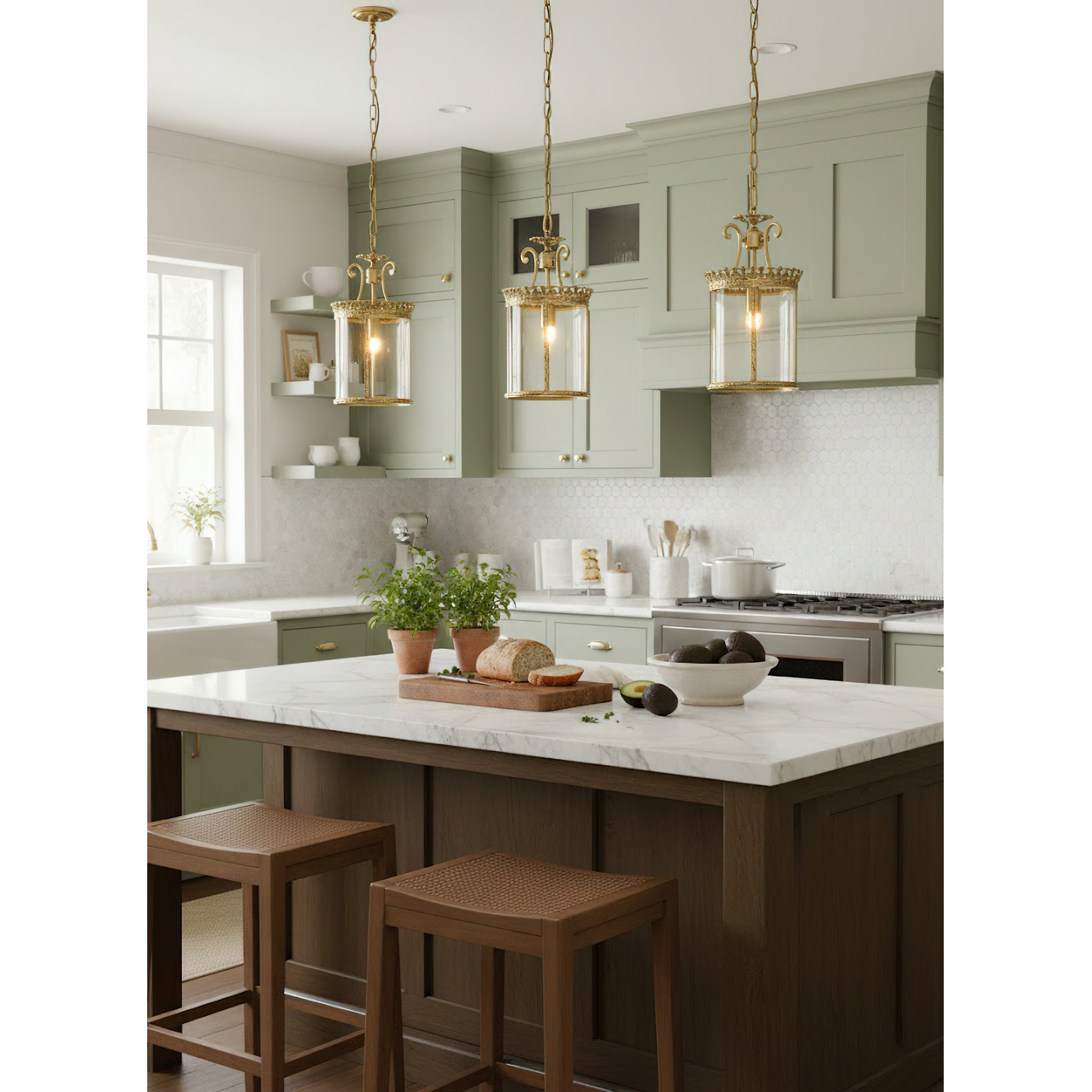 The Gentry Pendant Lamp illuminated, casting a warm and inviting glow.