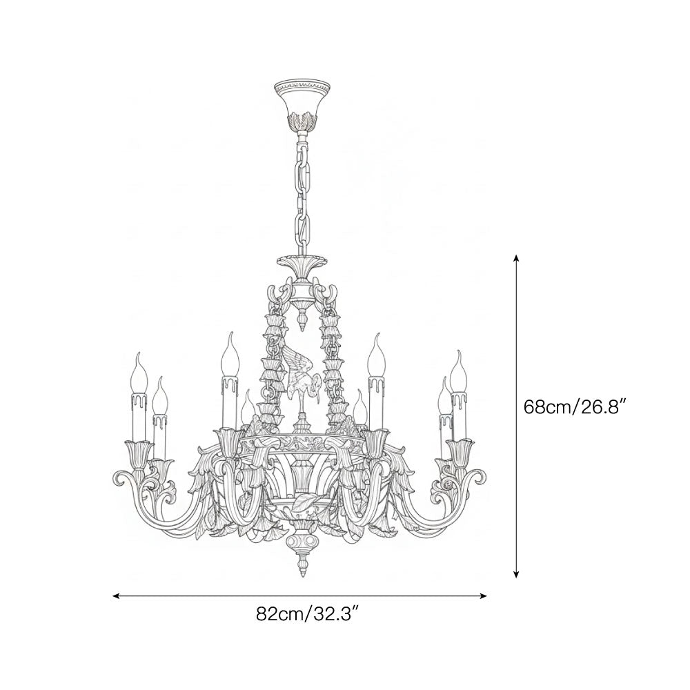 Detail shot of the regal chains supporting the Genualdi Chandelier.