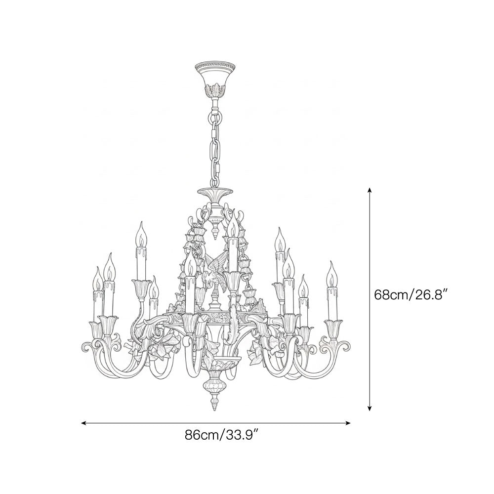 The 6-head version of the Genualdi Brass Chandelier.