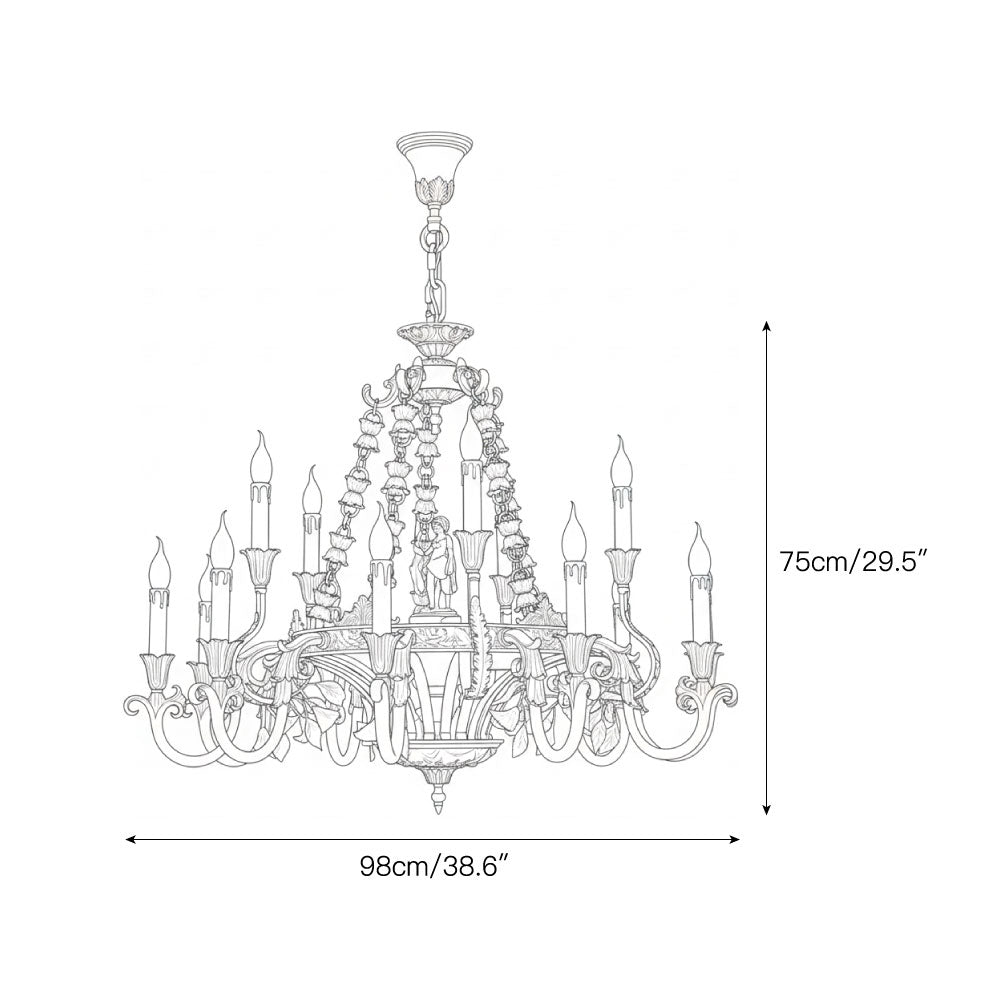The 8-head version of the Genualdi Brass Chandelier.