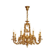Genualdi Brass Chandelier in a grand living room setting.