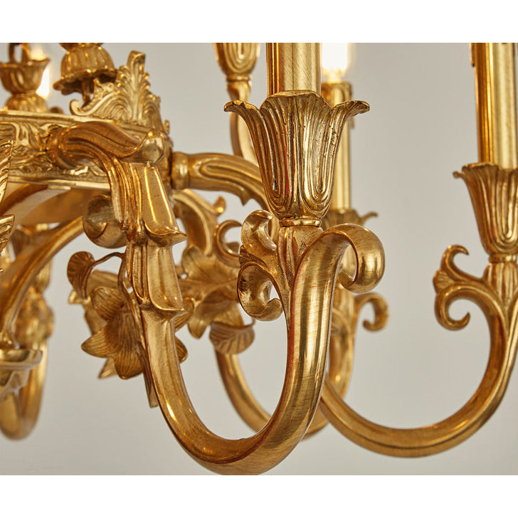 The Genualdi Chandelier with candle-style bulbs installed.