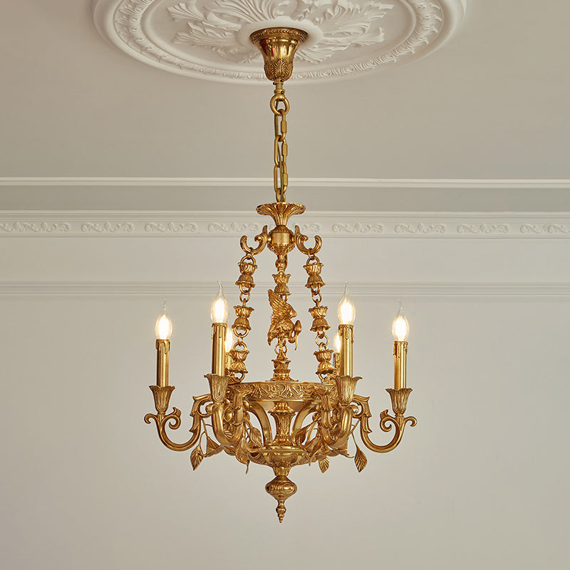 The 10+5 head chandelier as a centerpiece in a large hall.