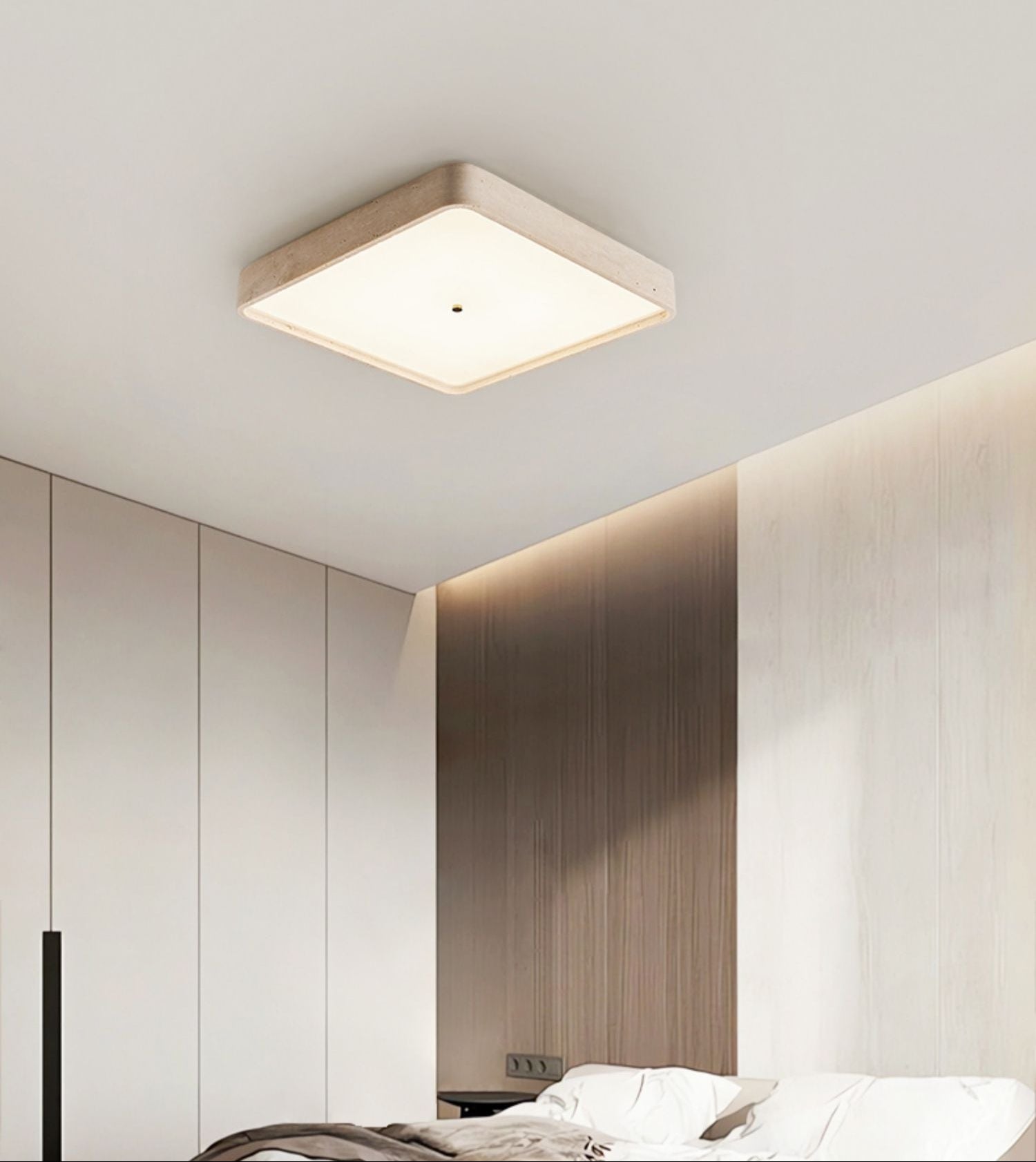 Geo Travertine Square Ceiling Light-Neutral Decor
