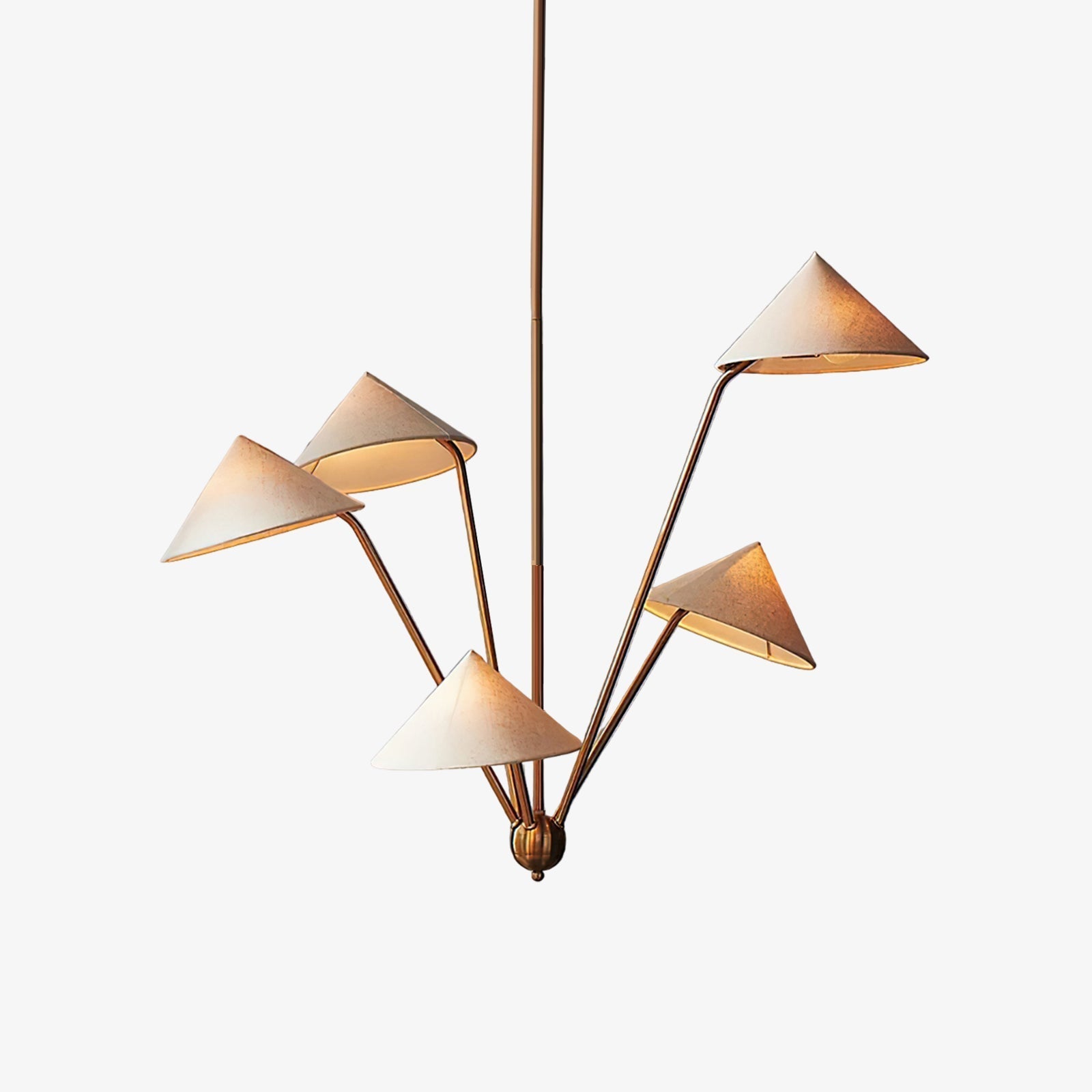 Lustra Chandelier Brass Curved Beige-Neutral Decor