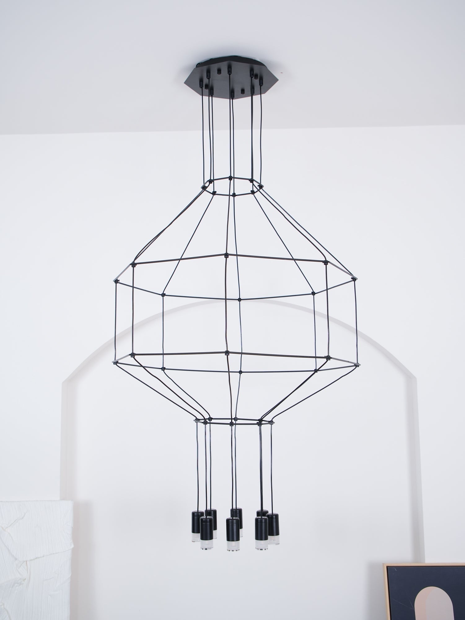 Bovena Pendant Lamp Geometric Wire Black LED-Neutral Decor