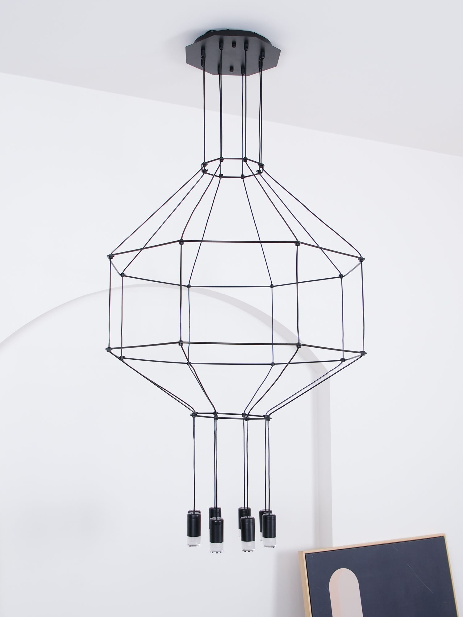 Bovena Pendant Lamp Geometric Wire Black LED-Neutral Decor
