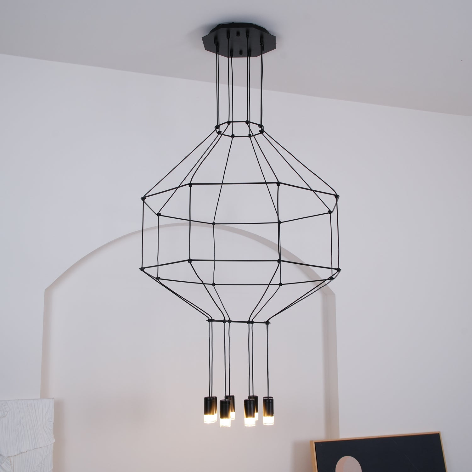Bovena Pendant Lamp Geometric Wire Black LED-Neutral Decor