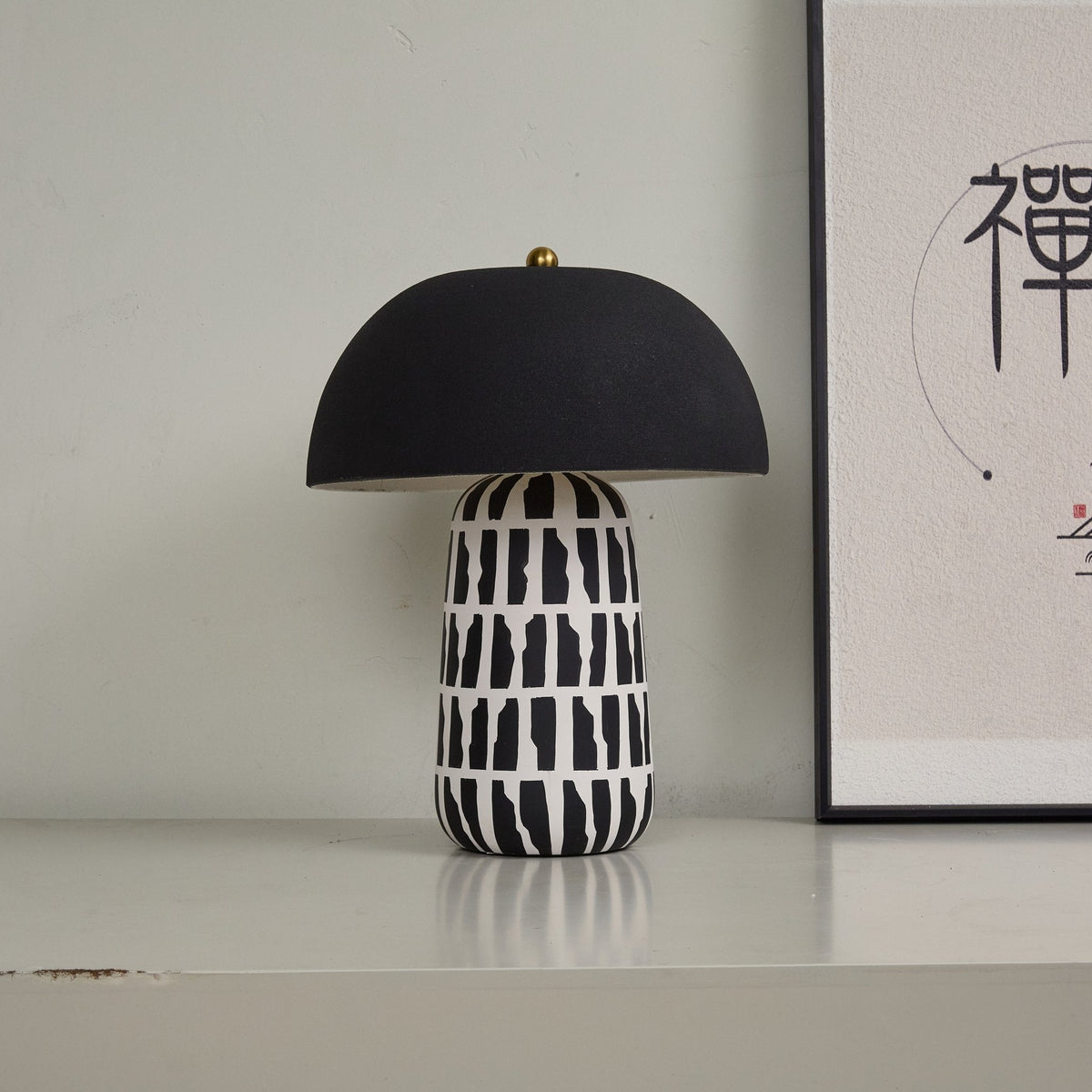 Geometric Pattern Ceramic Table Lamp-Neutral Decor