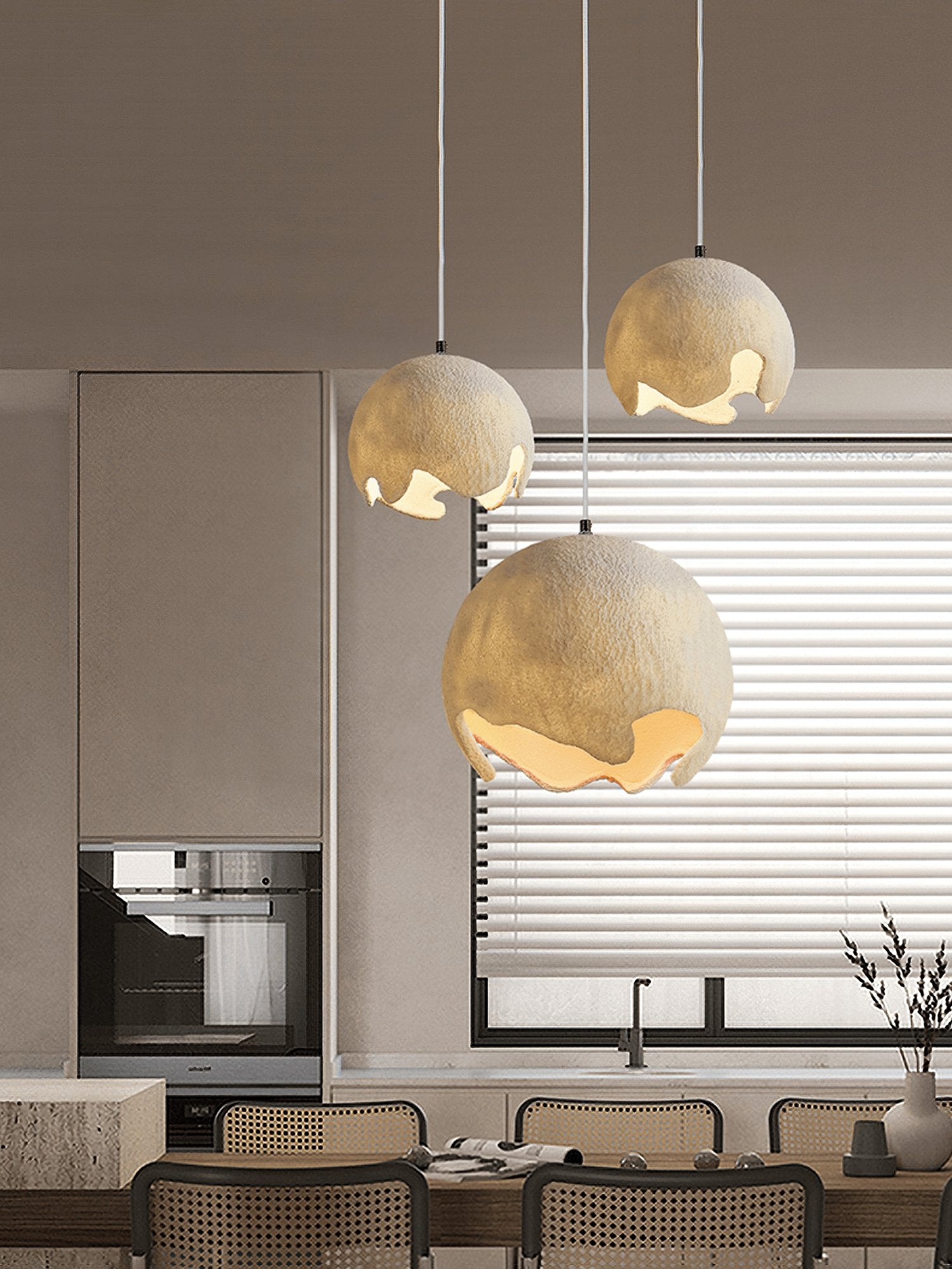Patrick Wabi-Sabi Resin Pendant Light-Neutral Decor
