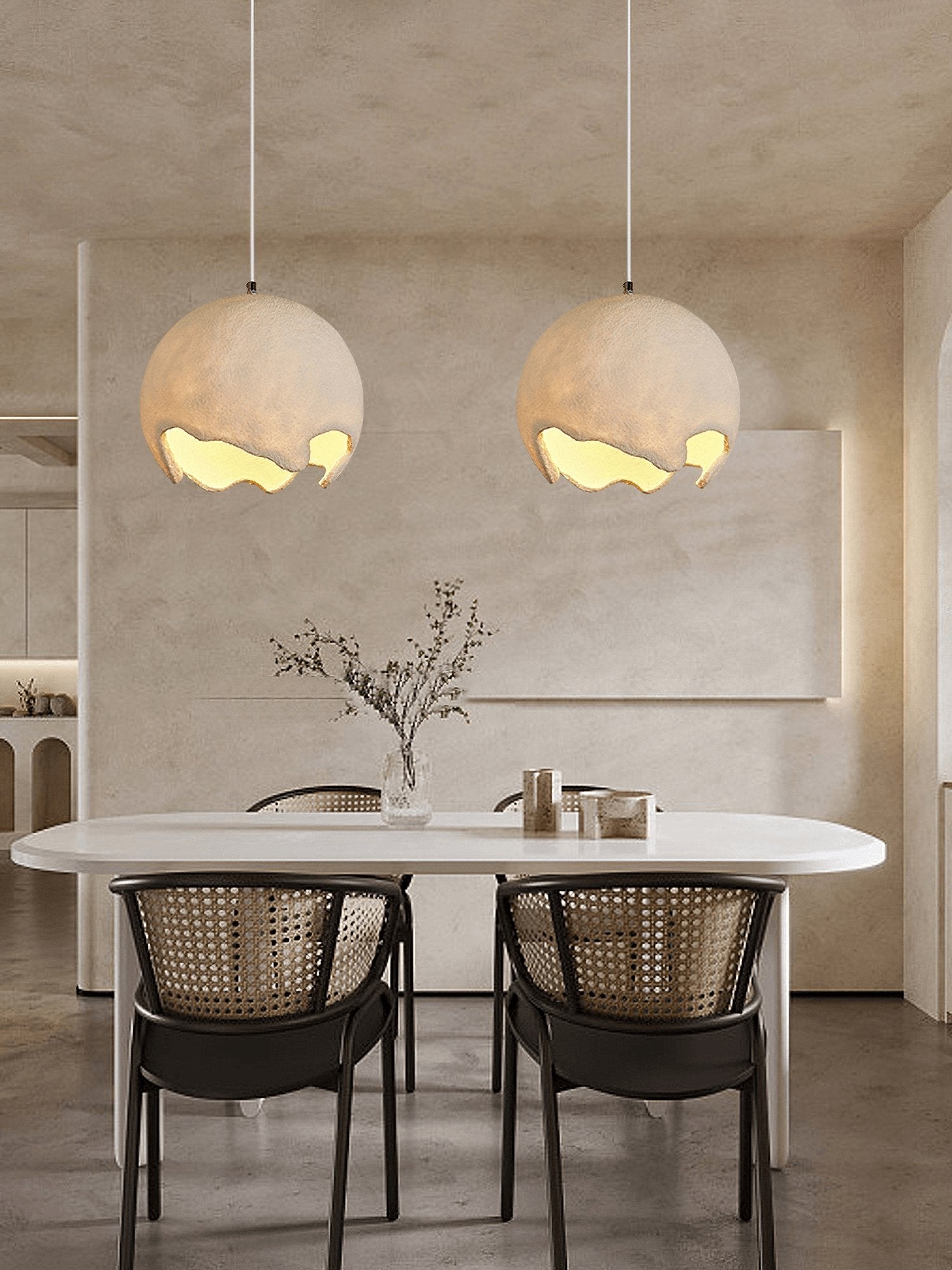 Patrick Wabi-Sabi Resin Pendant Light-Neutral Decor