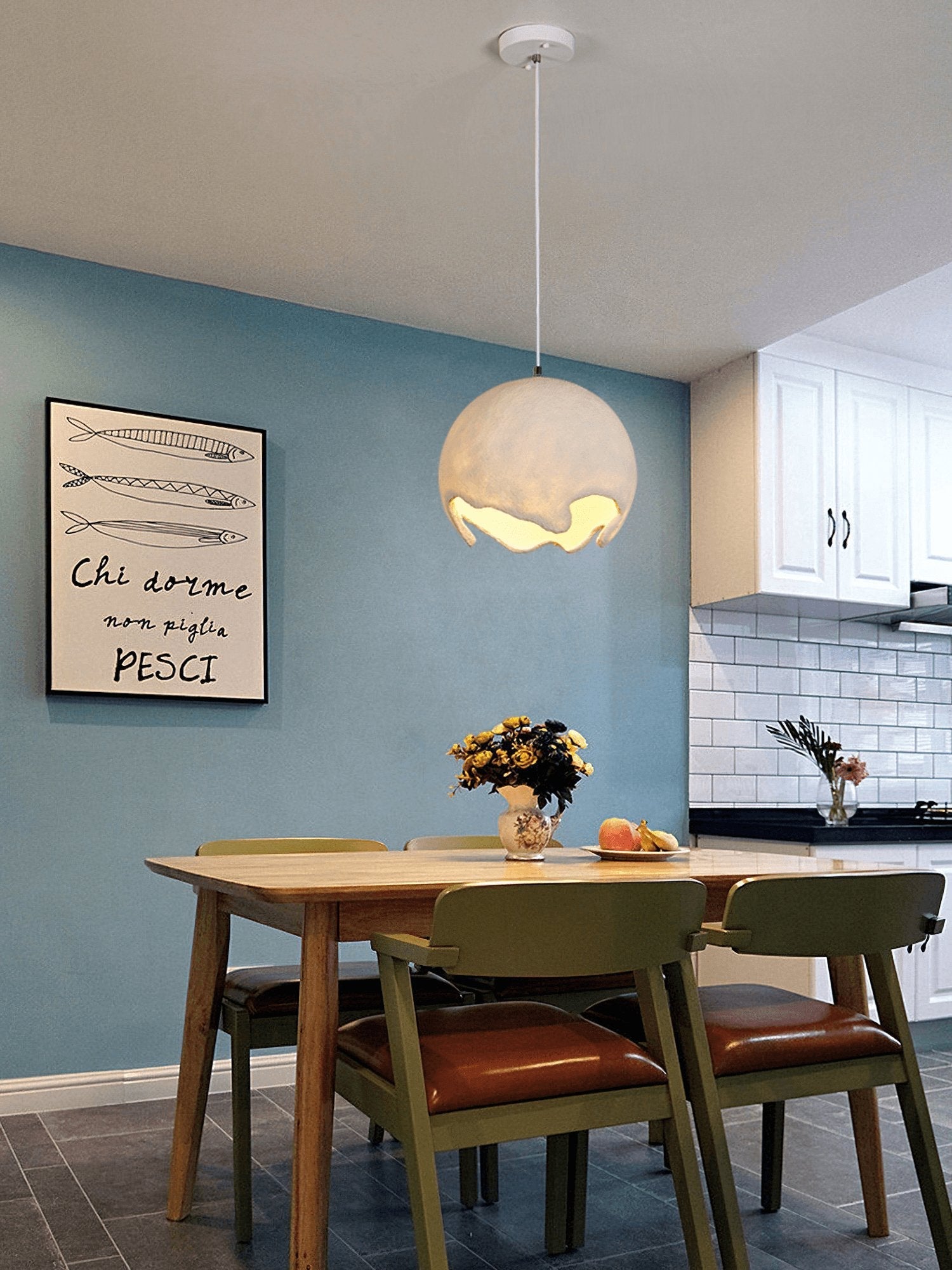 Patrick Wabi-Sabi Resin Pendant Light-Neutral Decor