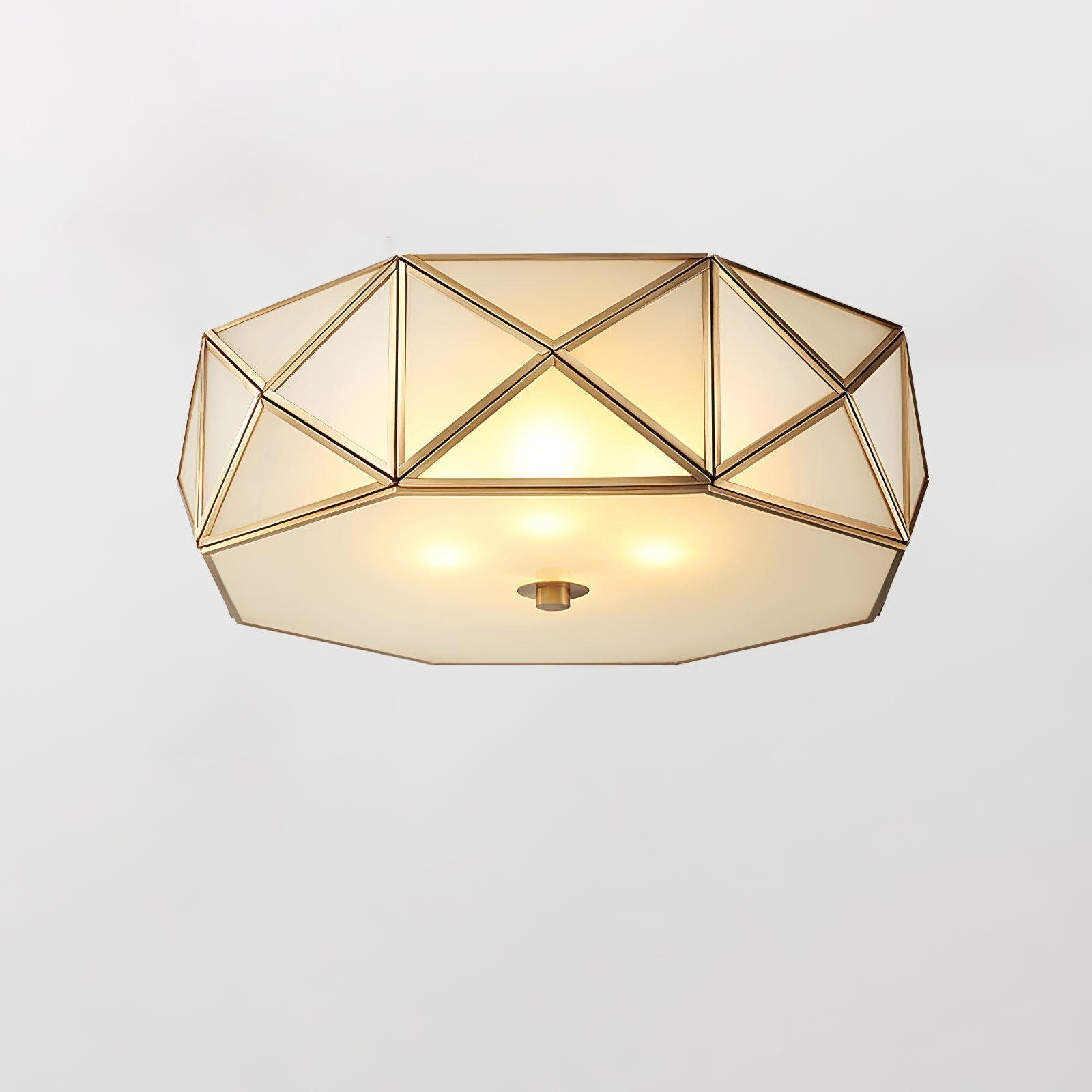 Corviel Geometric Shaped Brass Glass Flush Ceiling Light-Neutral Decor