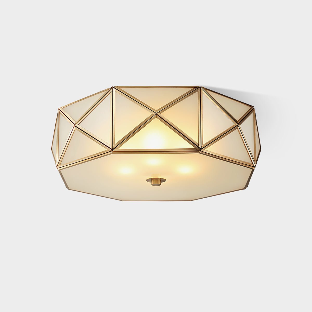 Corviel Geometric Shaped Brass Glass Flush Ceiling Light-Neutral Decor