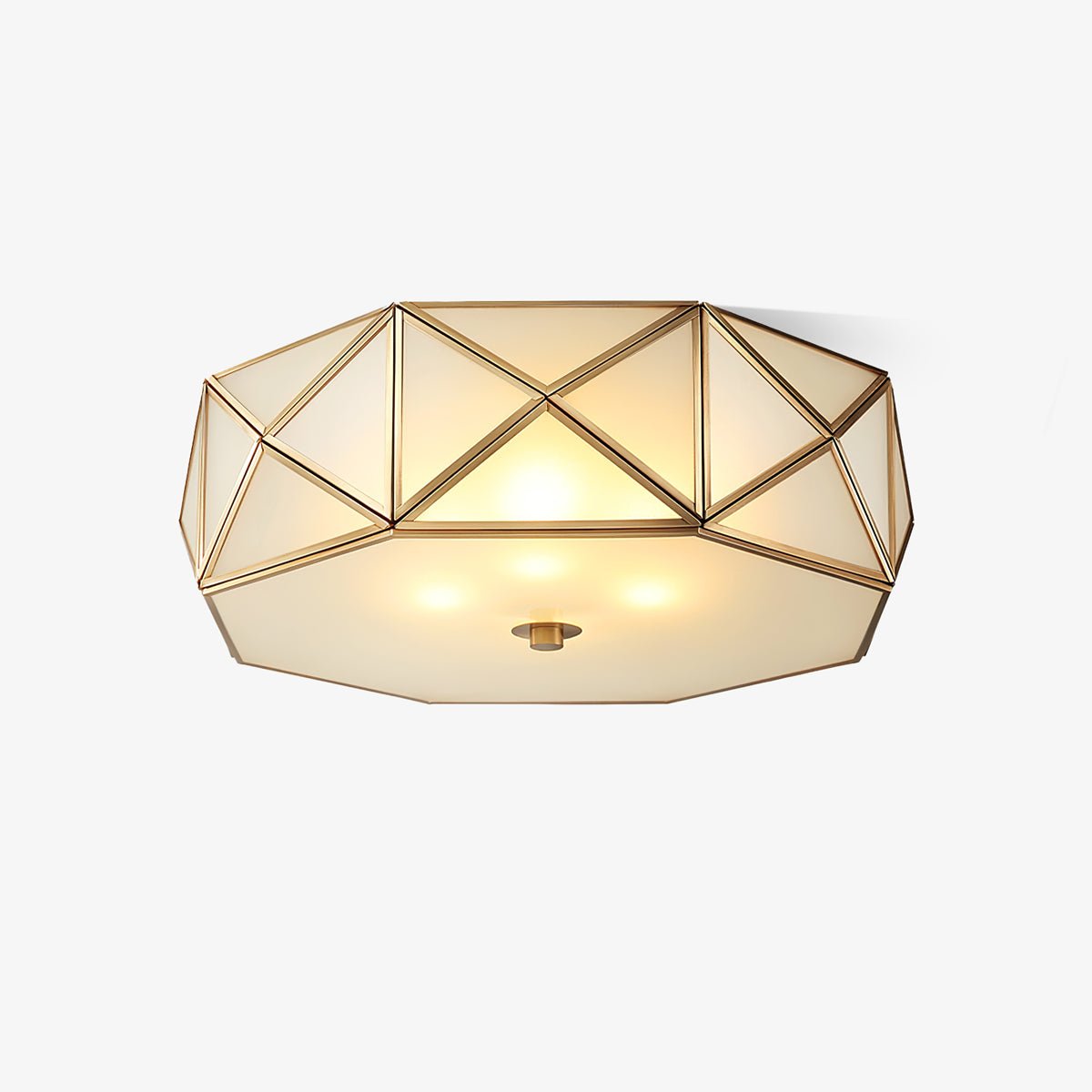 Corviel Geometric Shaped Brass Glass Flush Ceiling Light-Neutral Decor