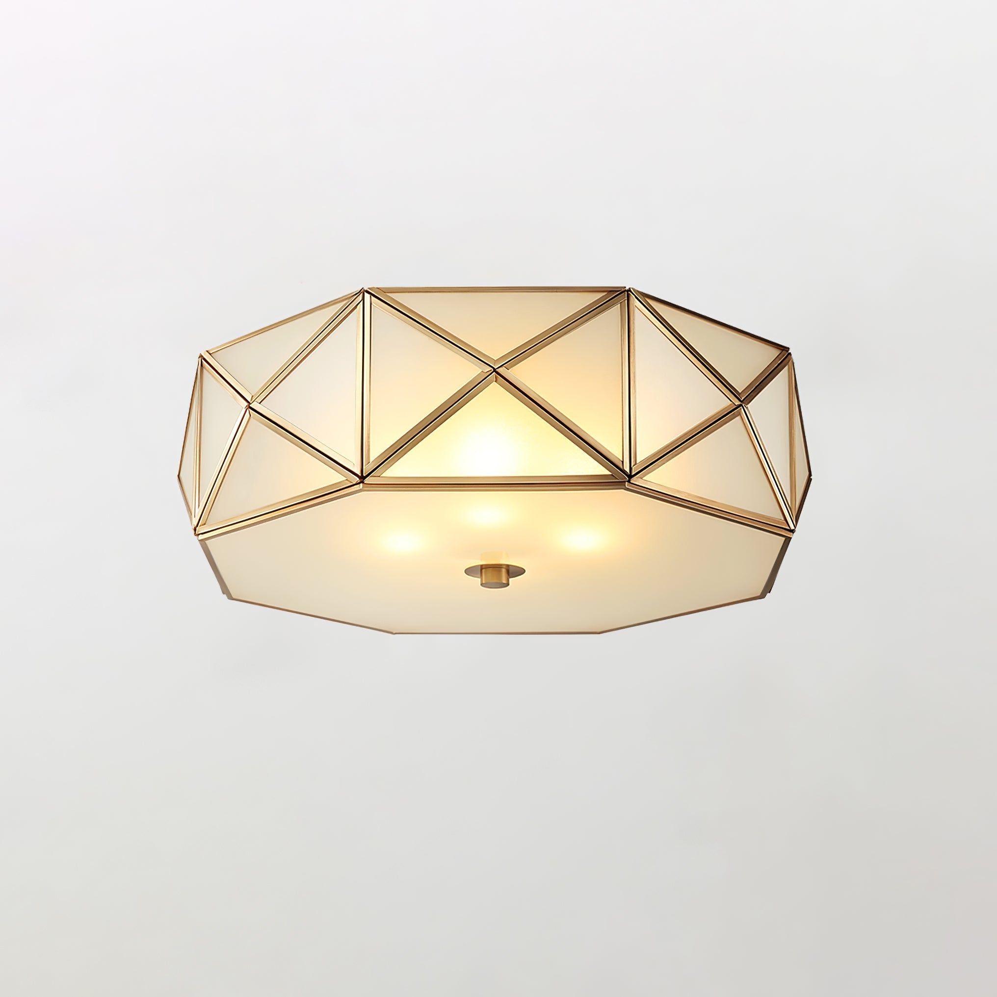 Corviel Geometric Shaped Brass Glass Flush Ceiling Light-Neutral Decor