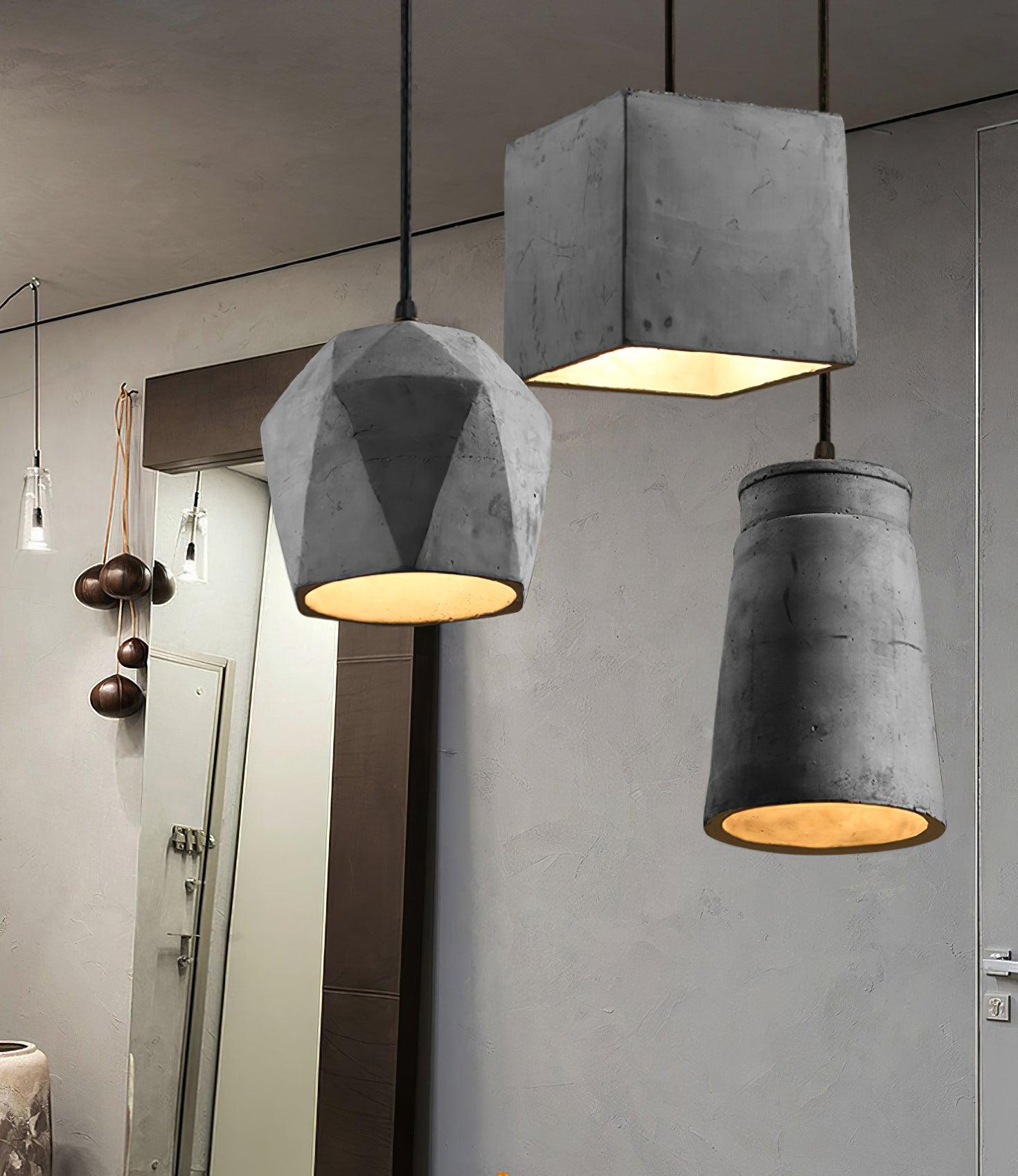 Geo Industrial Cement Pendant Light-Neutral Decor