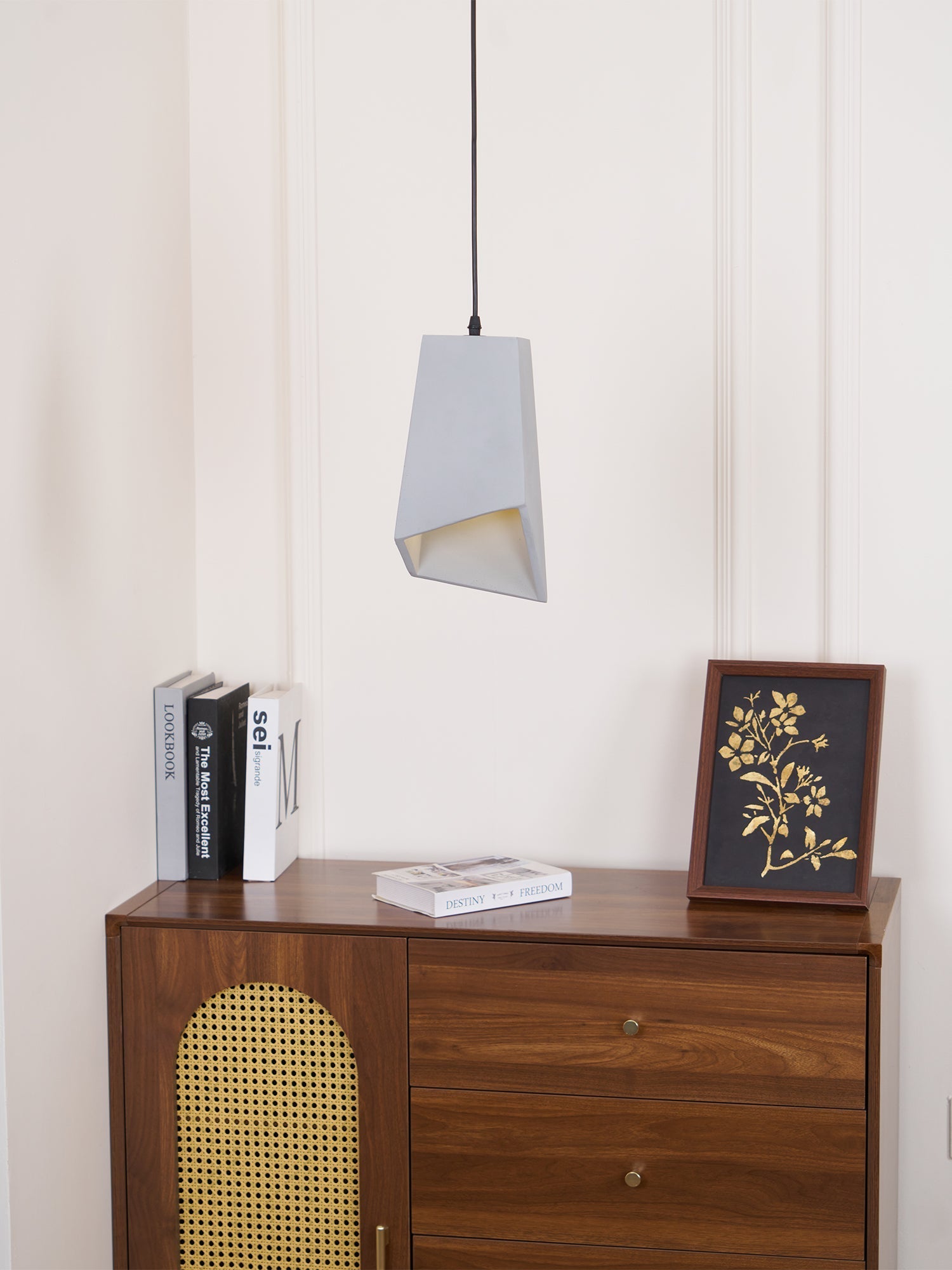 Geo Industrial Cement Pendant Light-Neutral Decor