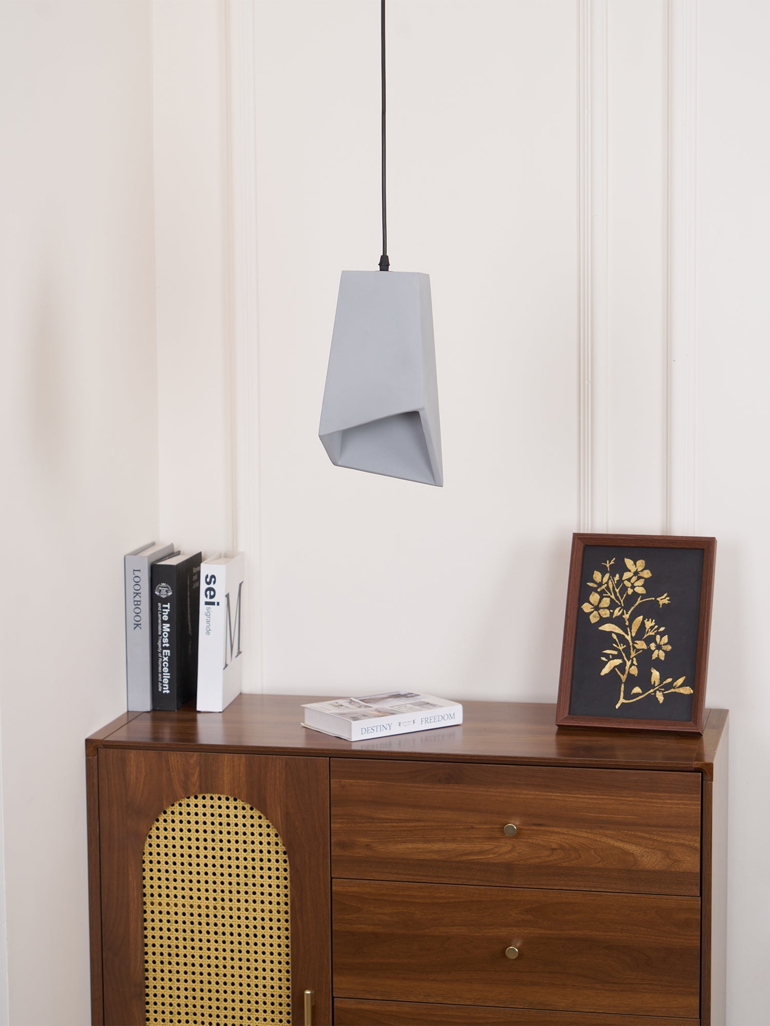 Geo Industrial Cement Pendant Light-Neutral Decor
